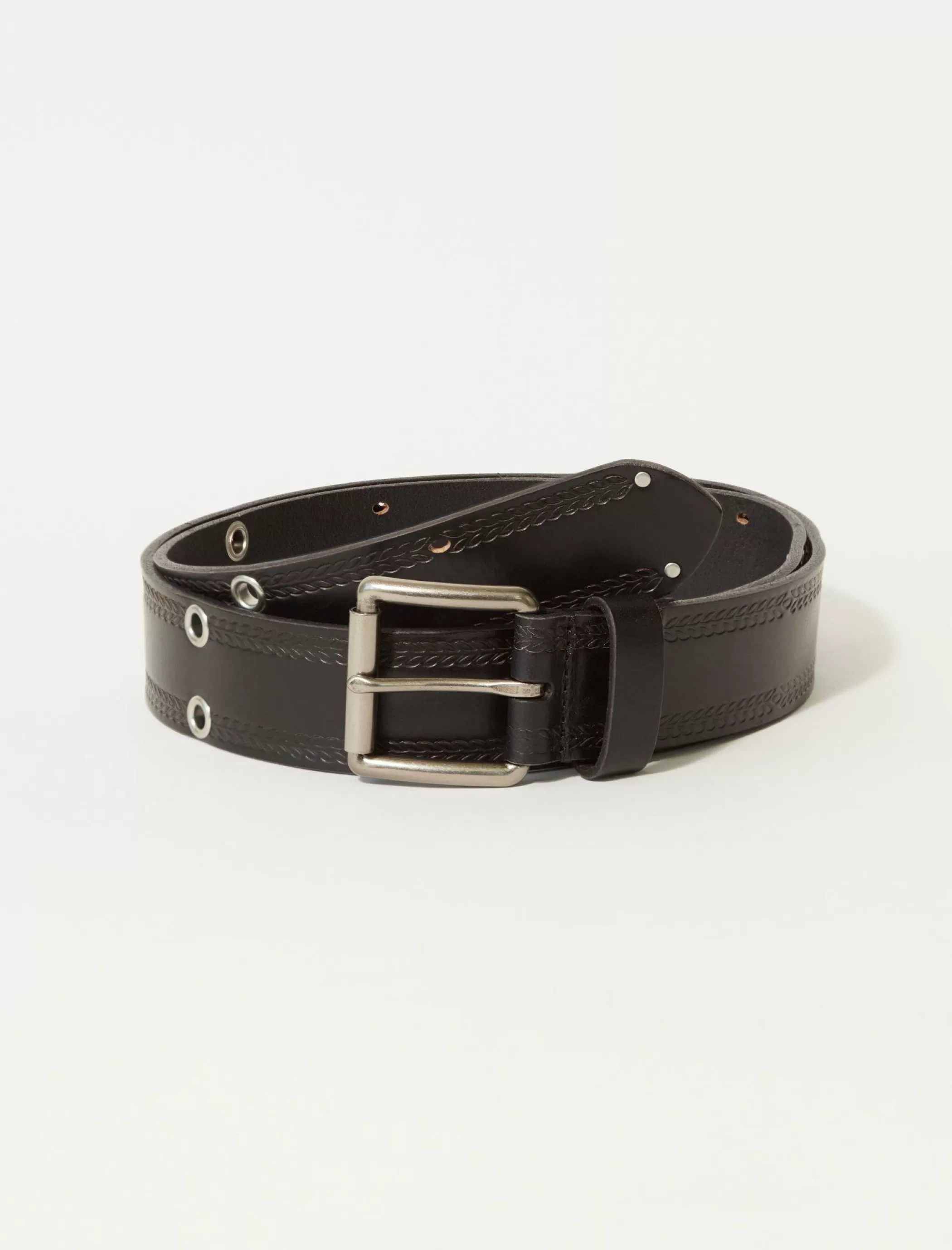 Lucky Brand Belts*men's grommet and embossed belt grey