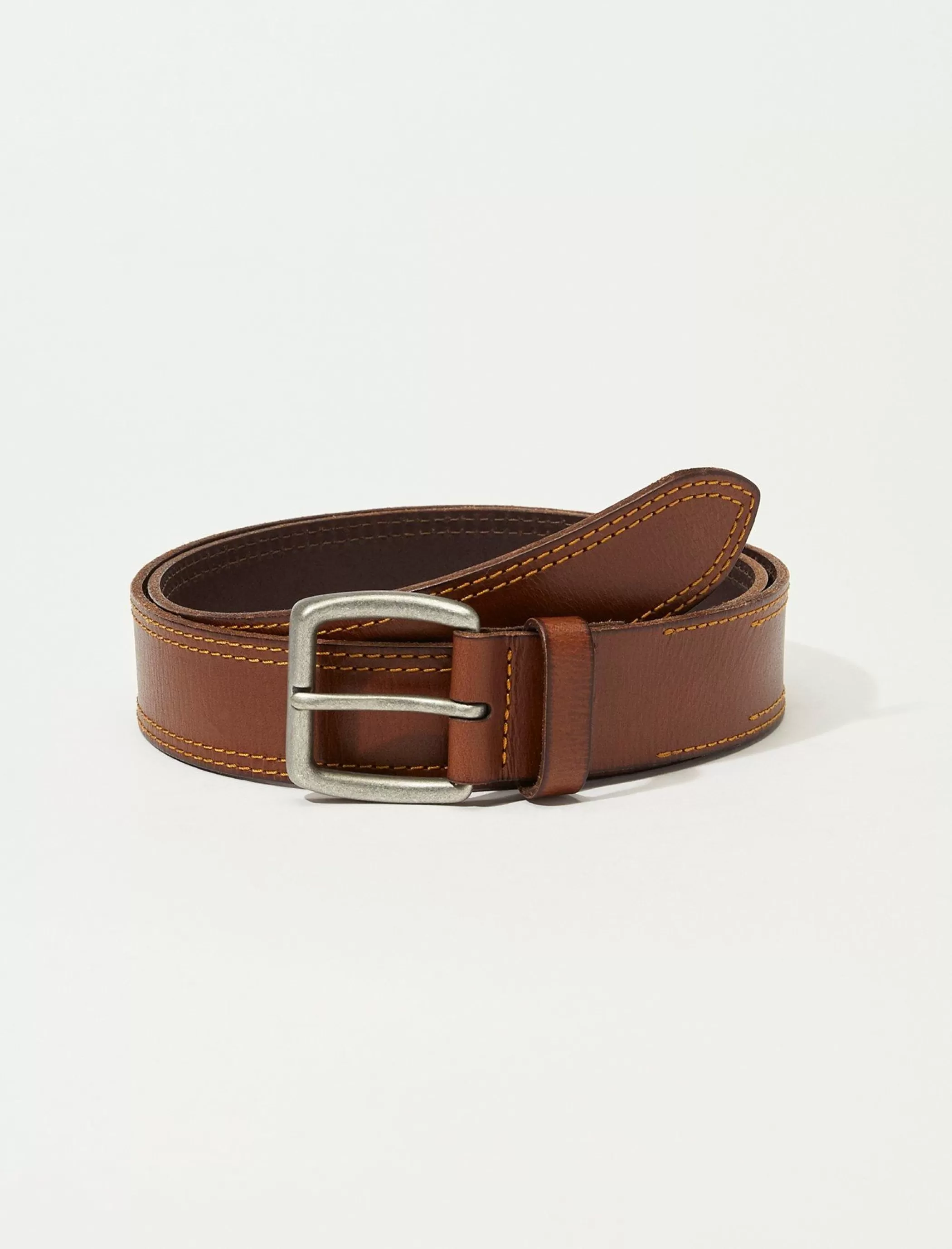 Lucky Brand Belts*men's stitch detail belt medium brown