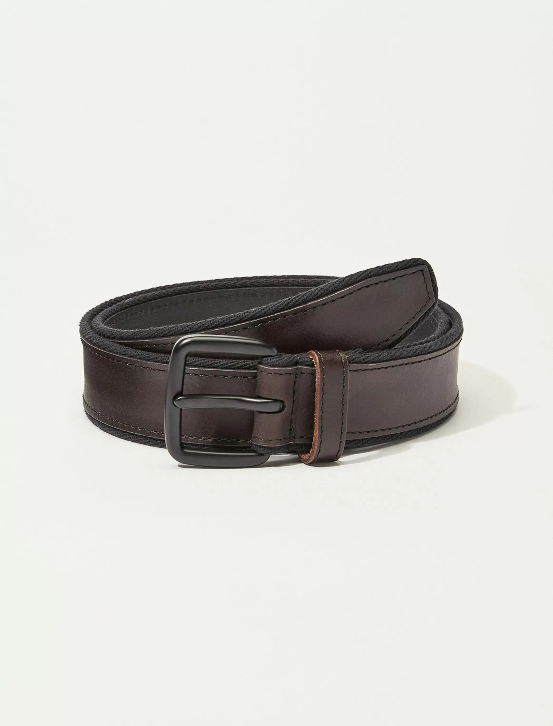 Lucky Brand Belts*men's stitch detail belt black