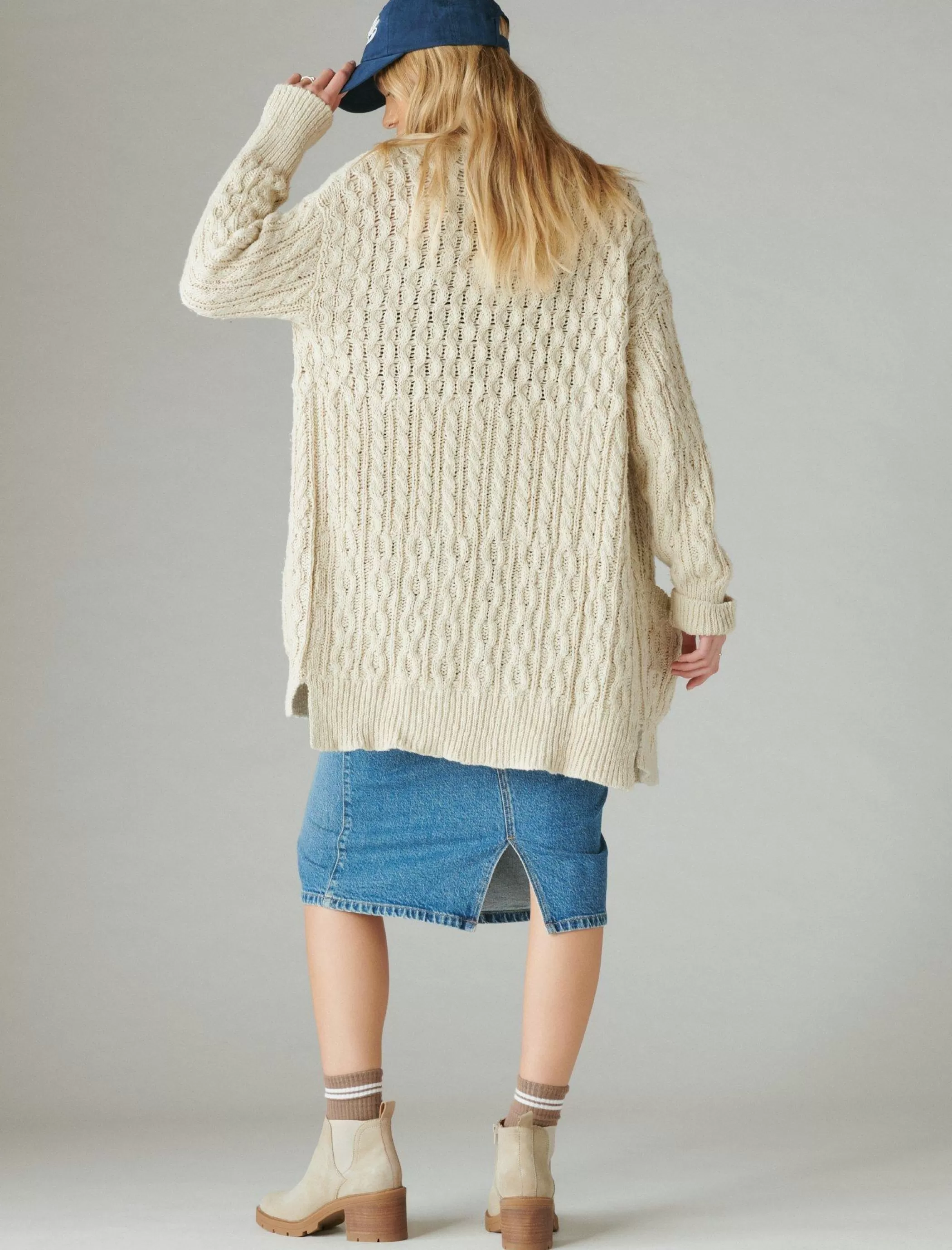 Lucky Brand Sweaters & Sweatshirts*mixed cable cardigan straw heather