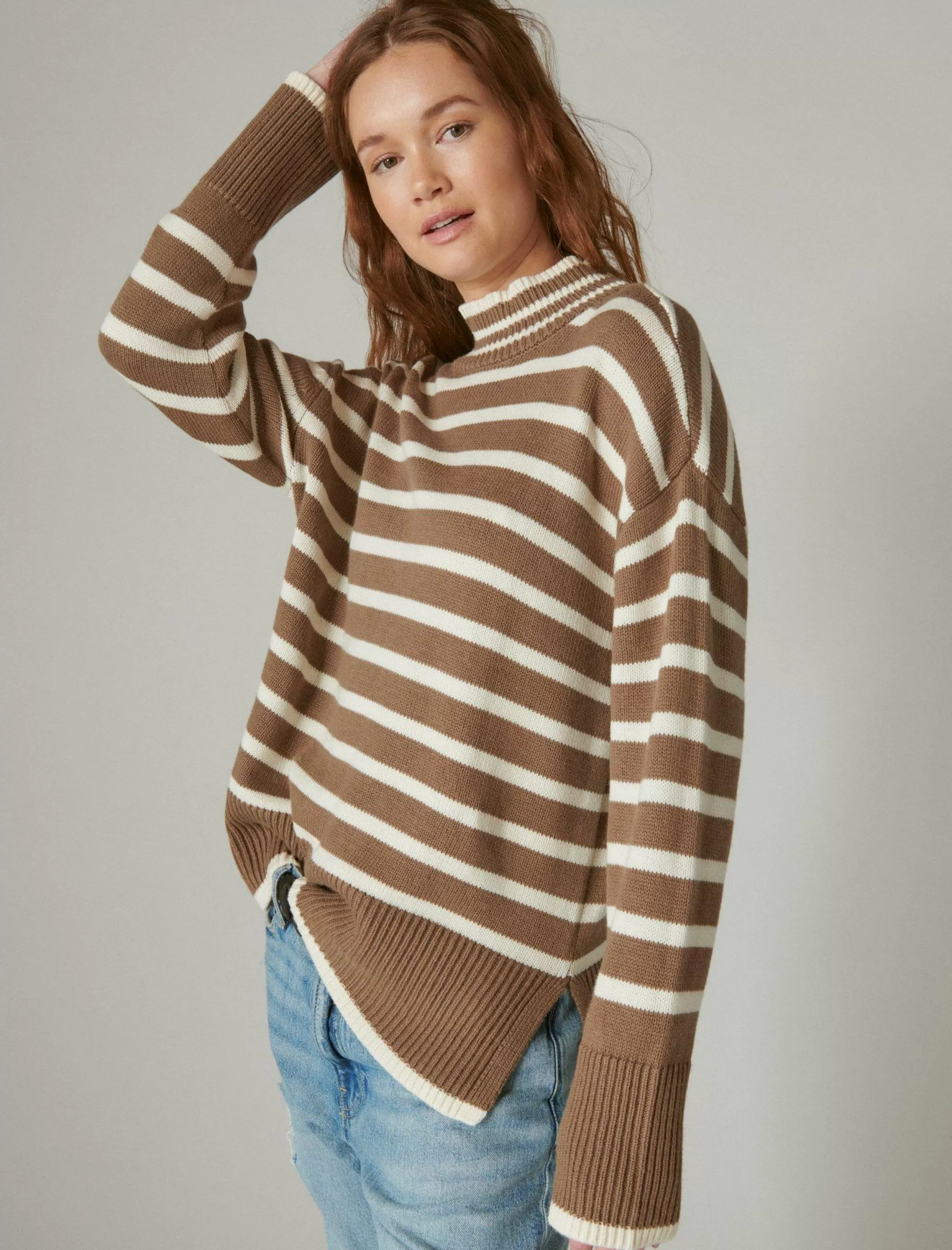 Lucky Brand Sweaters & Sweatshirts*mock neck tunic shitake whispe white