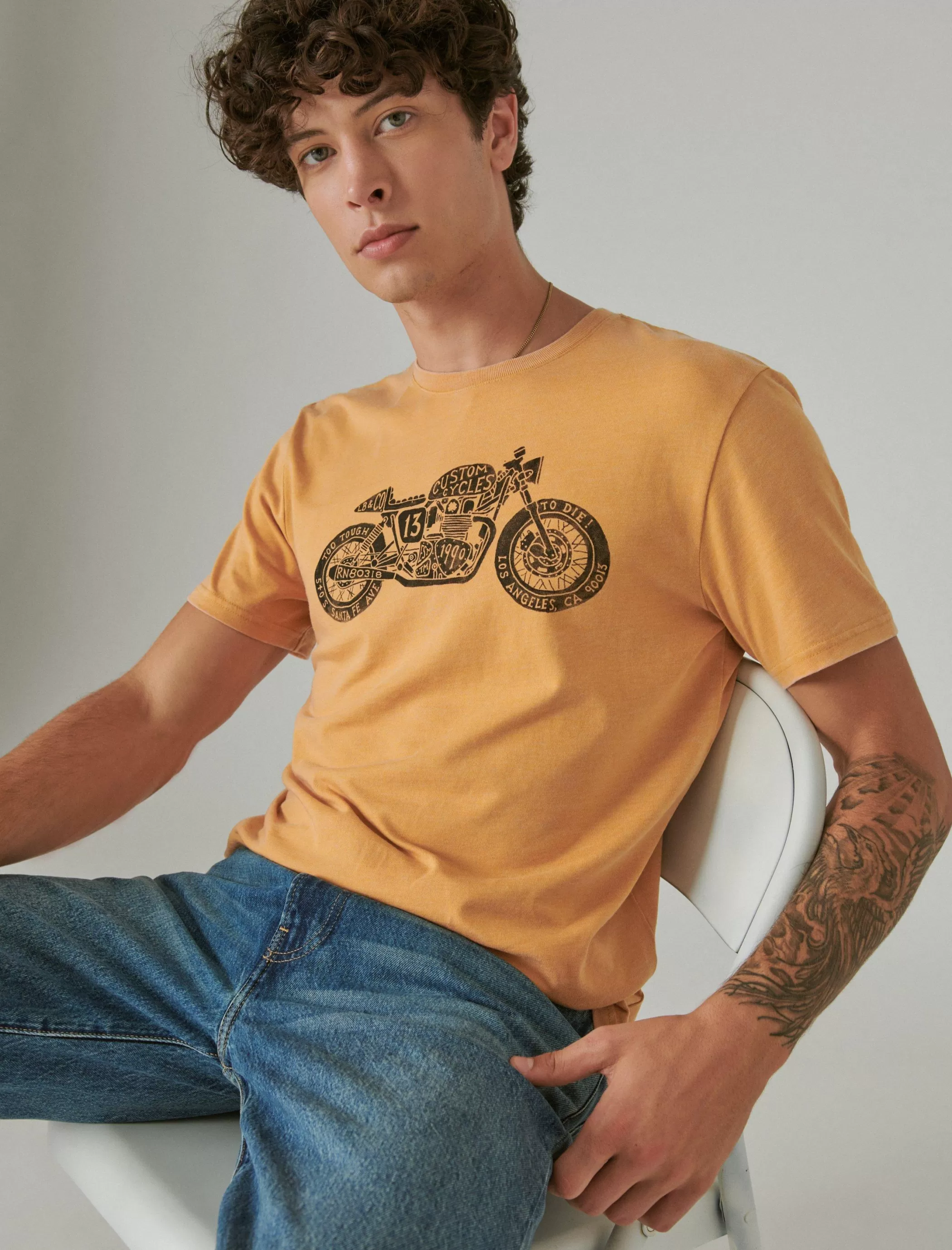 Lucky Brand Graphic Tees*moto bike spruce yellow