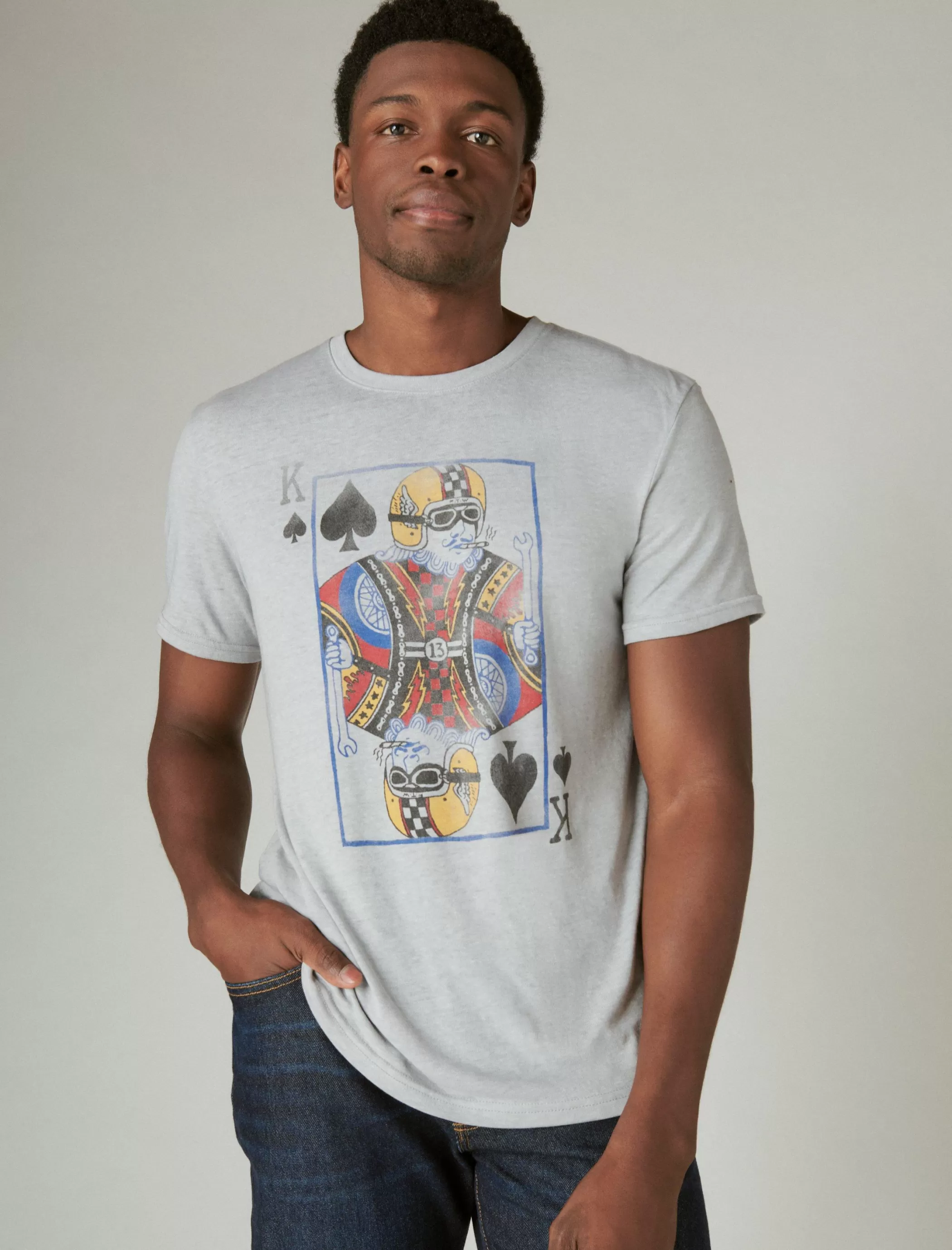 Lucky Brand Graphic Tees*moto king card silver