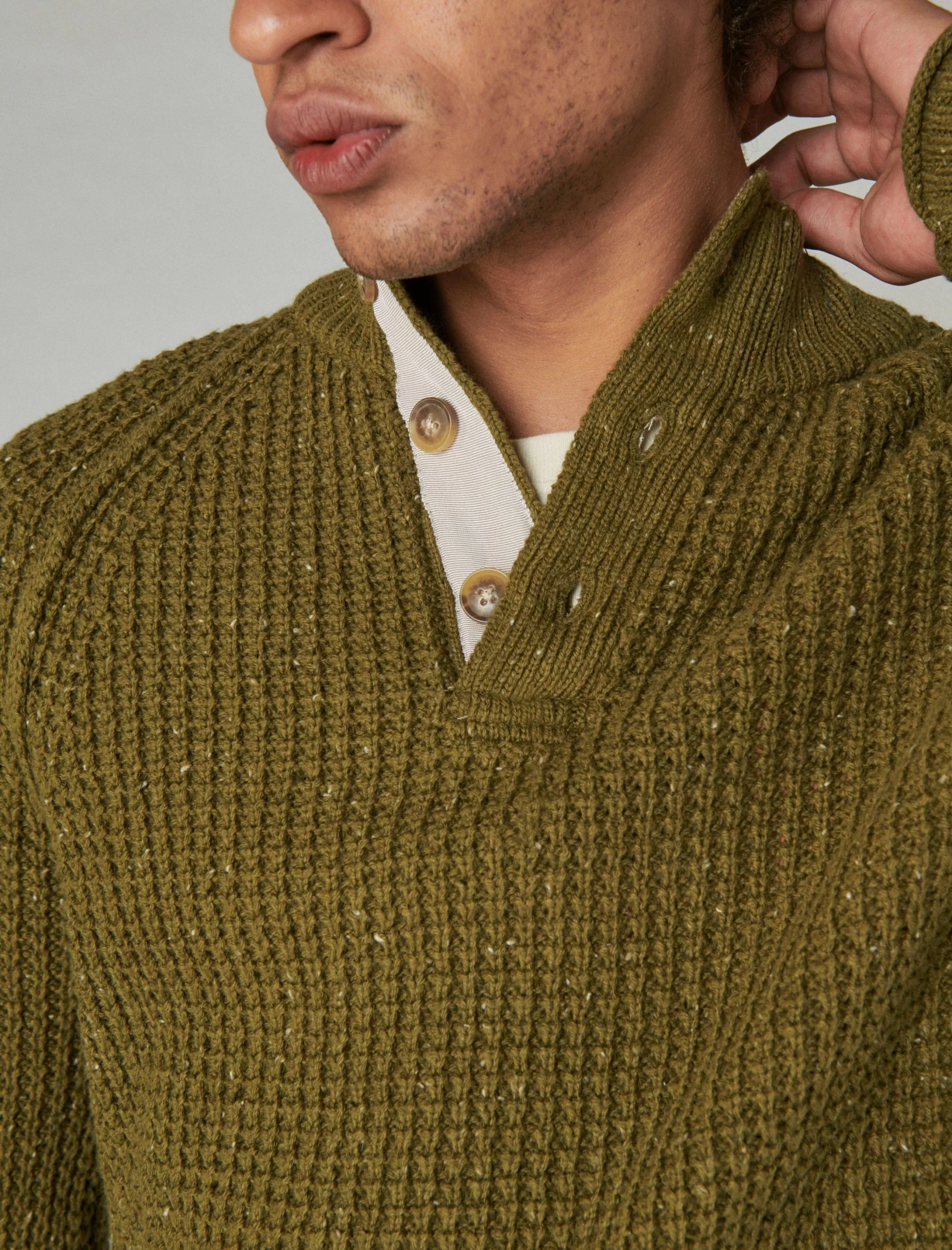 Lucky Brand Sweaters*nep mock neck sweater dark olive tweed