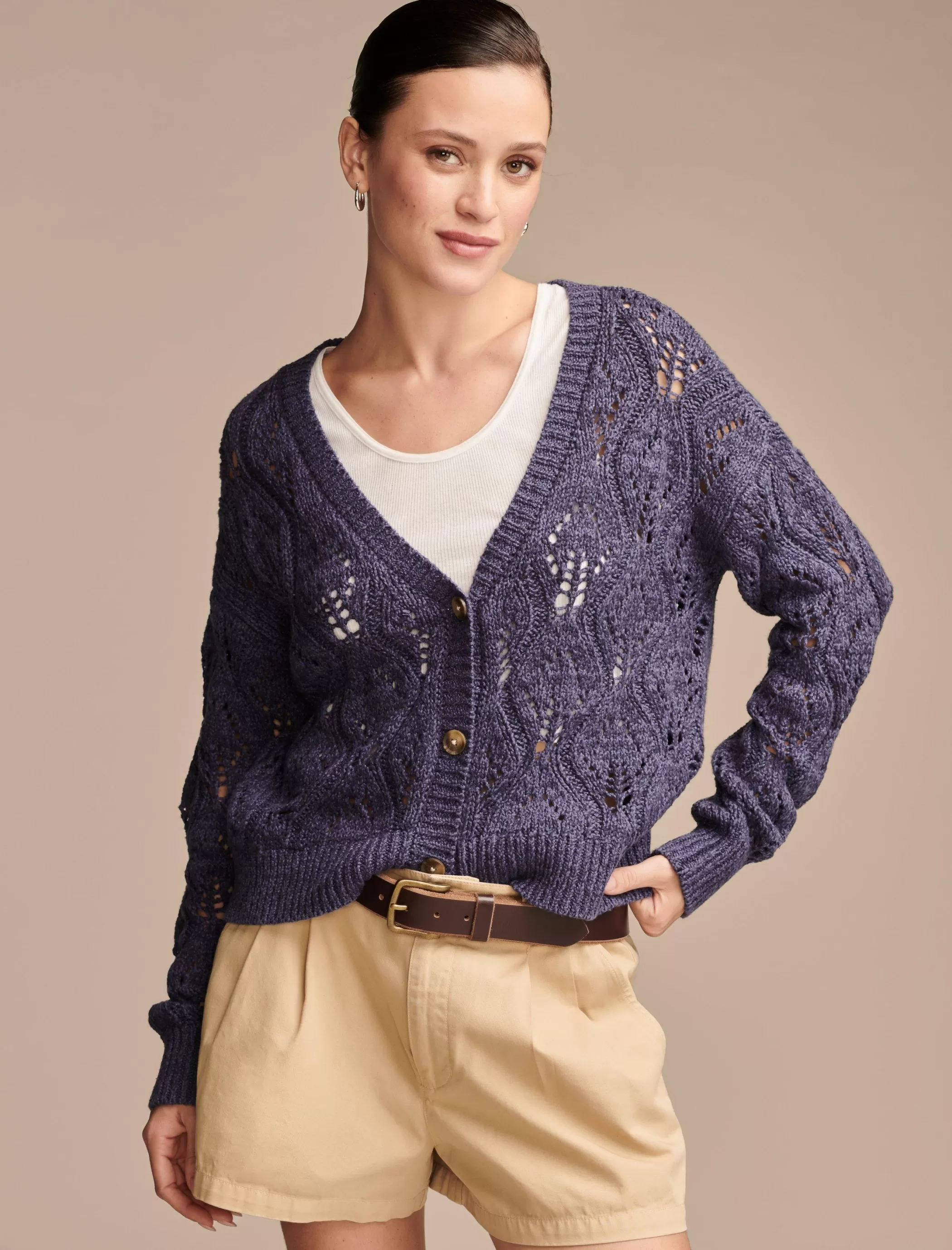 Lucky Brand Sweaters & Sweatshirts*open stitch button front cardigan washed blue