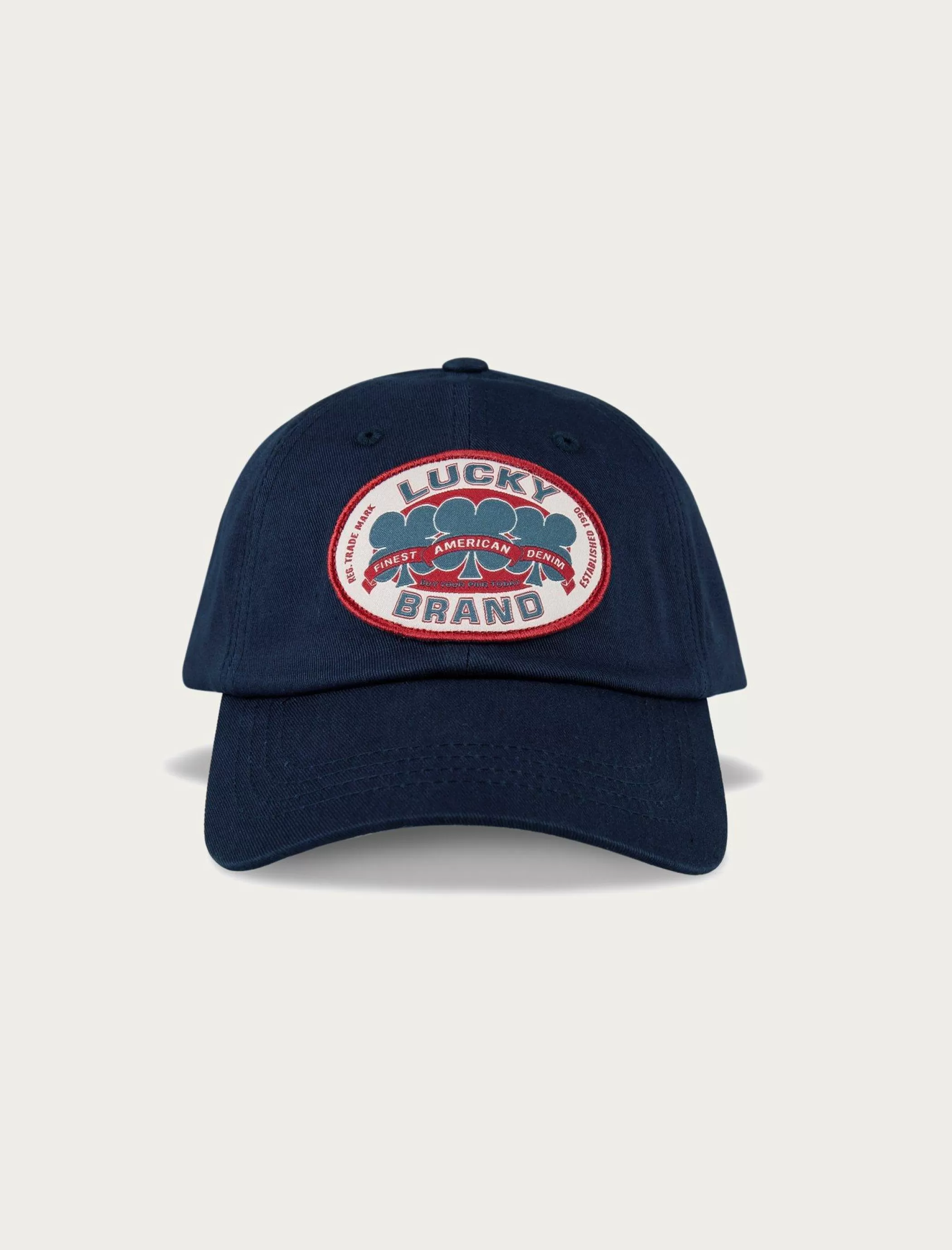 Lucky Brand Hats*oval clover patch dad hat dark blue