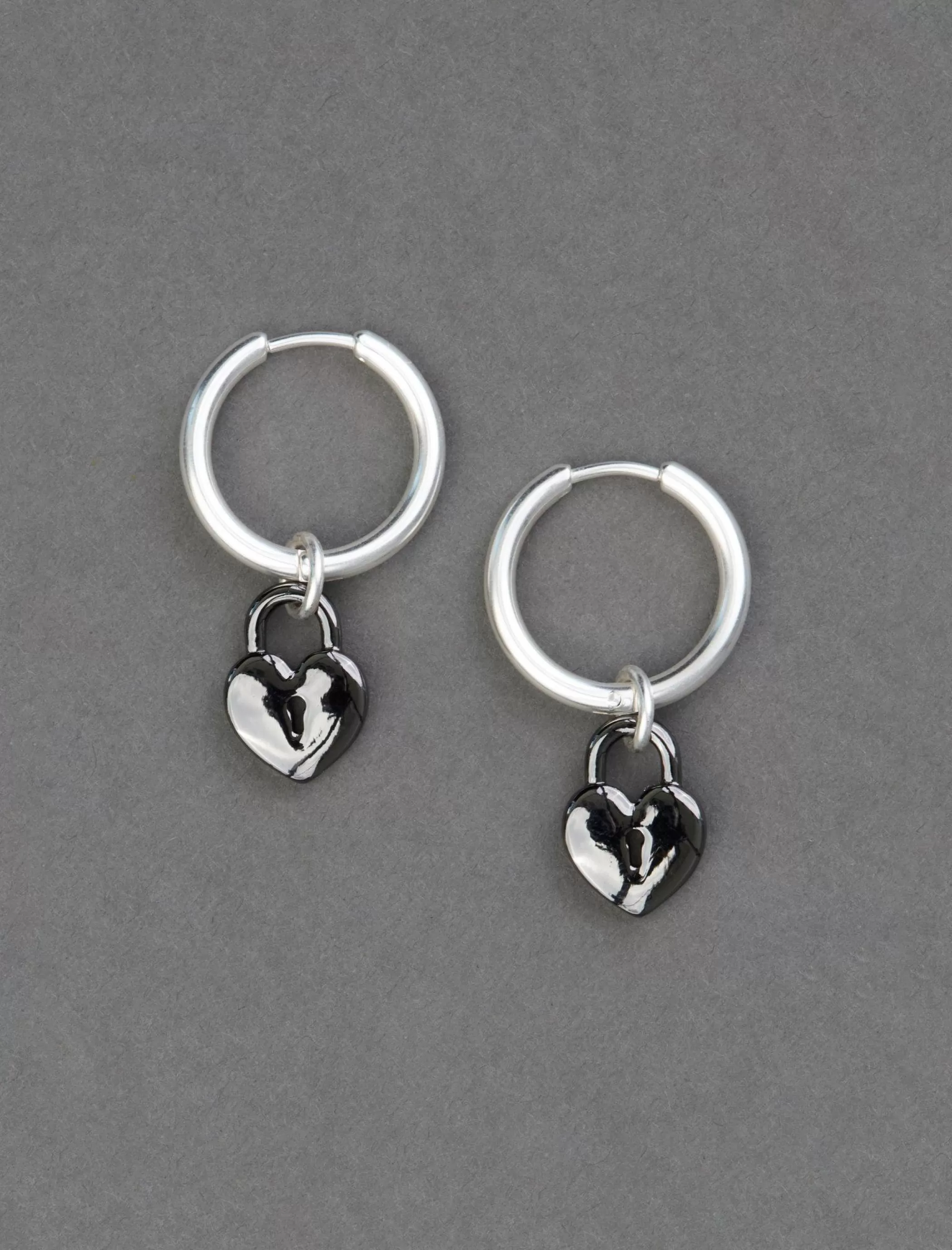 Lucky Brand Jewelry*ox heart lock charm earring silver