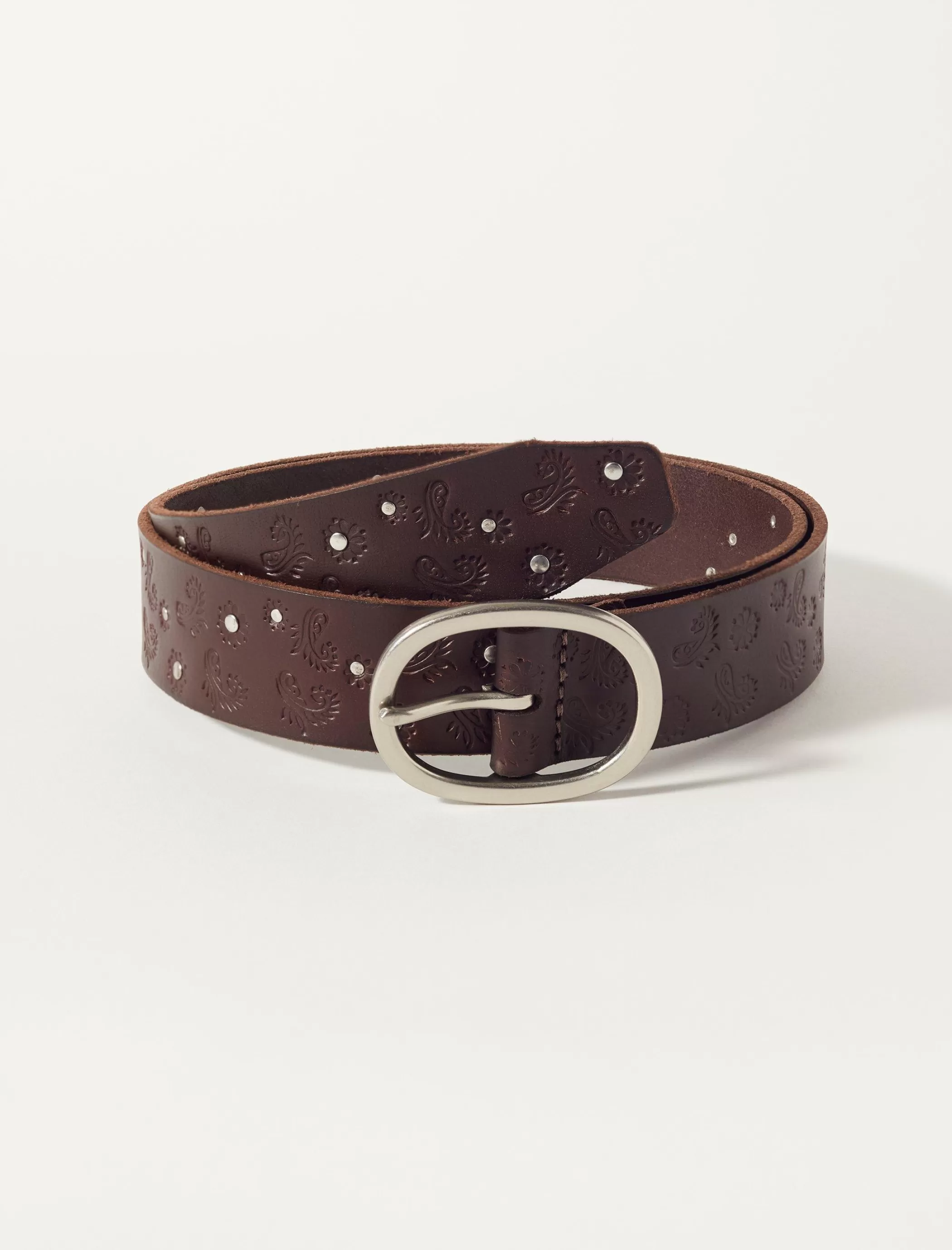 Lucky Brand Belts*paisley stud belt dark brown