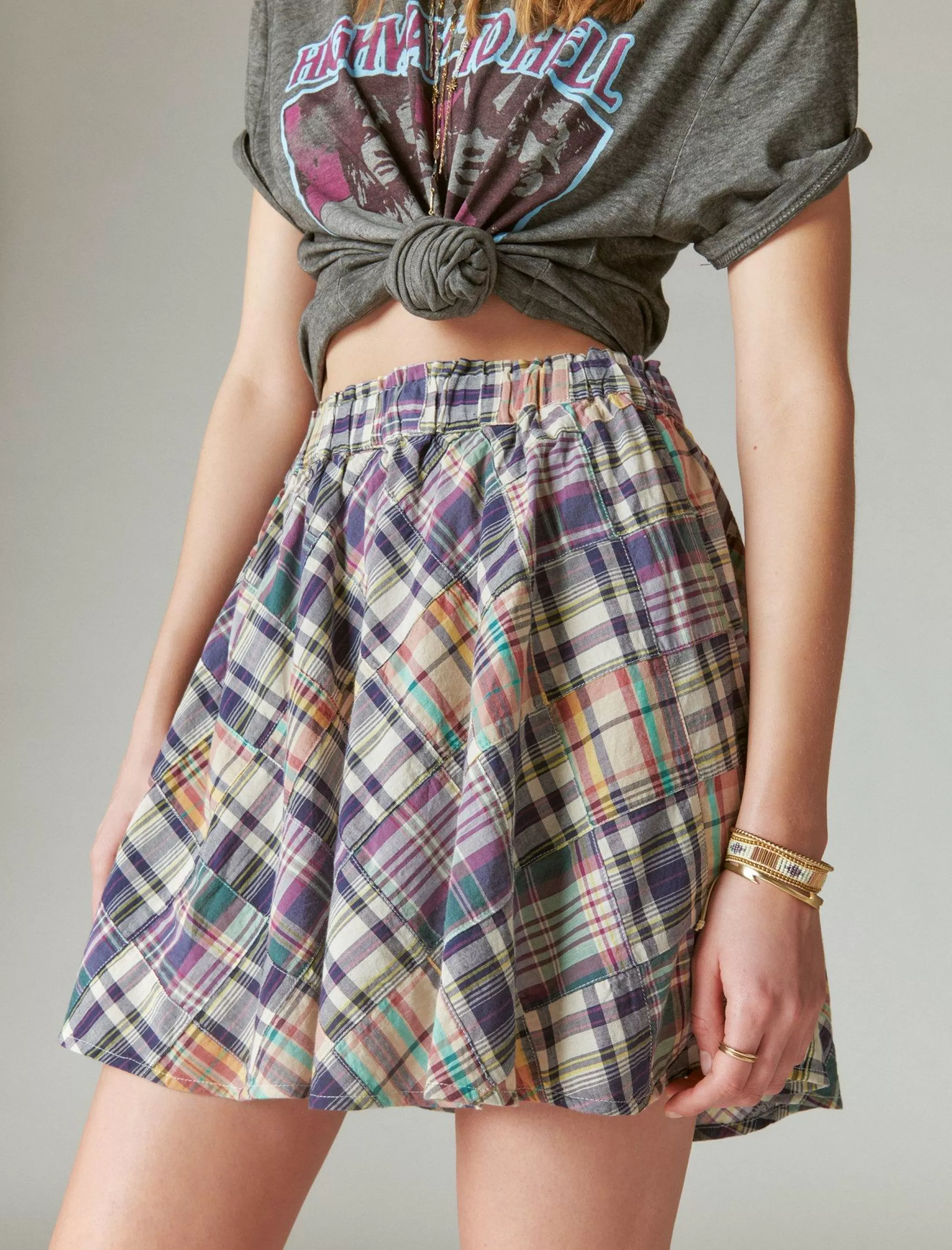 Lucky Brand Skirts*patchwork mini skirt heritage patchwork