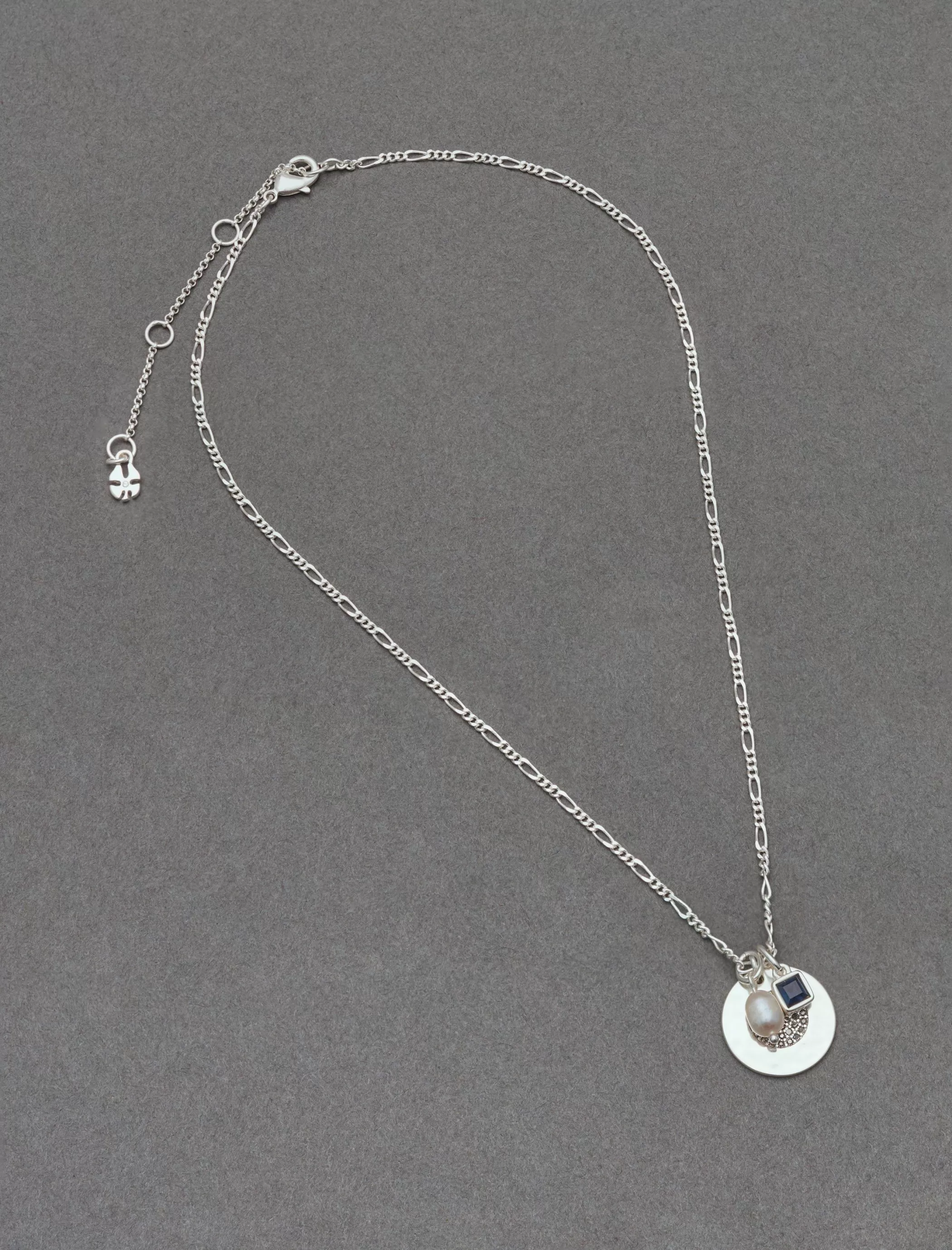 Lucky Brand Jewelry*pave disc pearl necklace silver