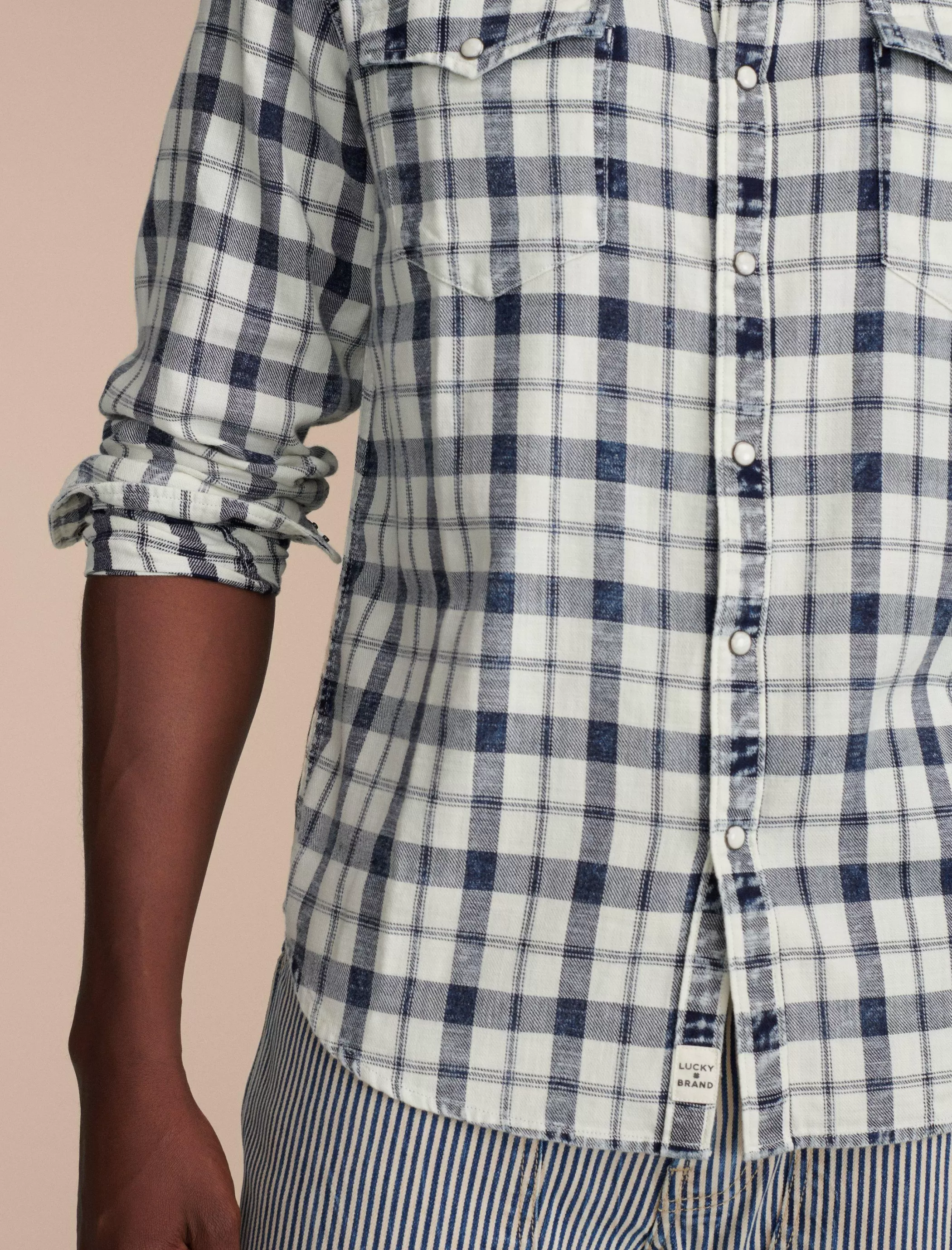 Lucky Brand Button-Downs*plaid indigo western shirt indigo plaid