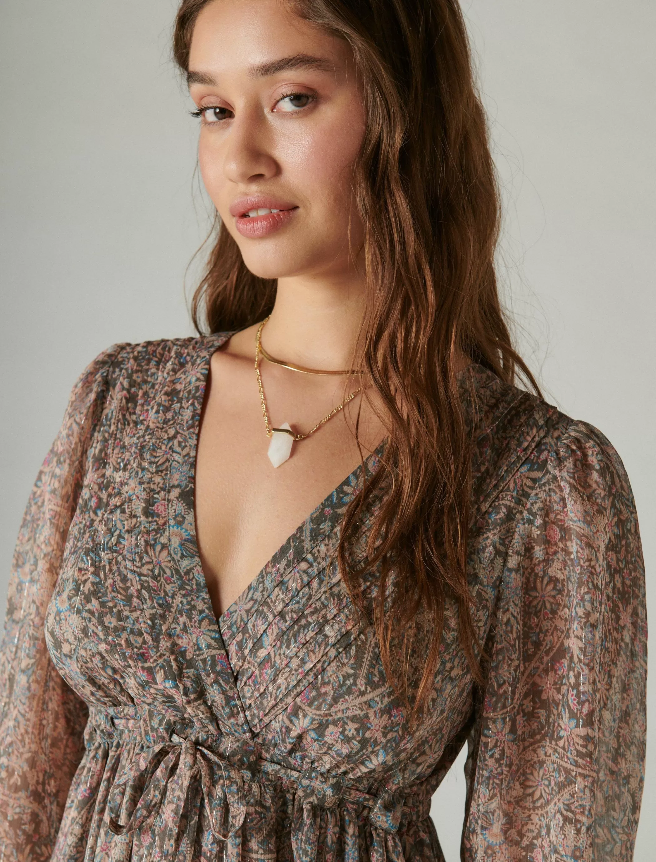 Lucky Brand Dresses*printed chiffon mini dress misty rose paisley