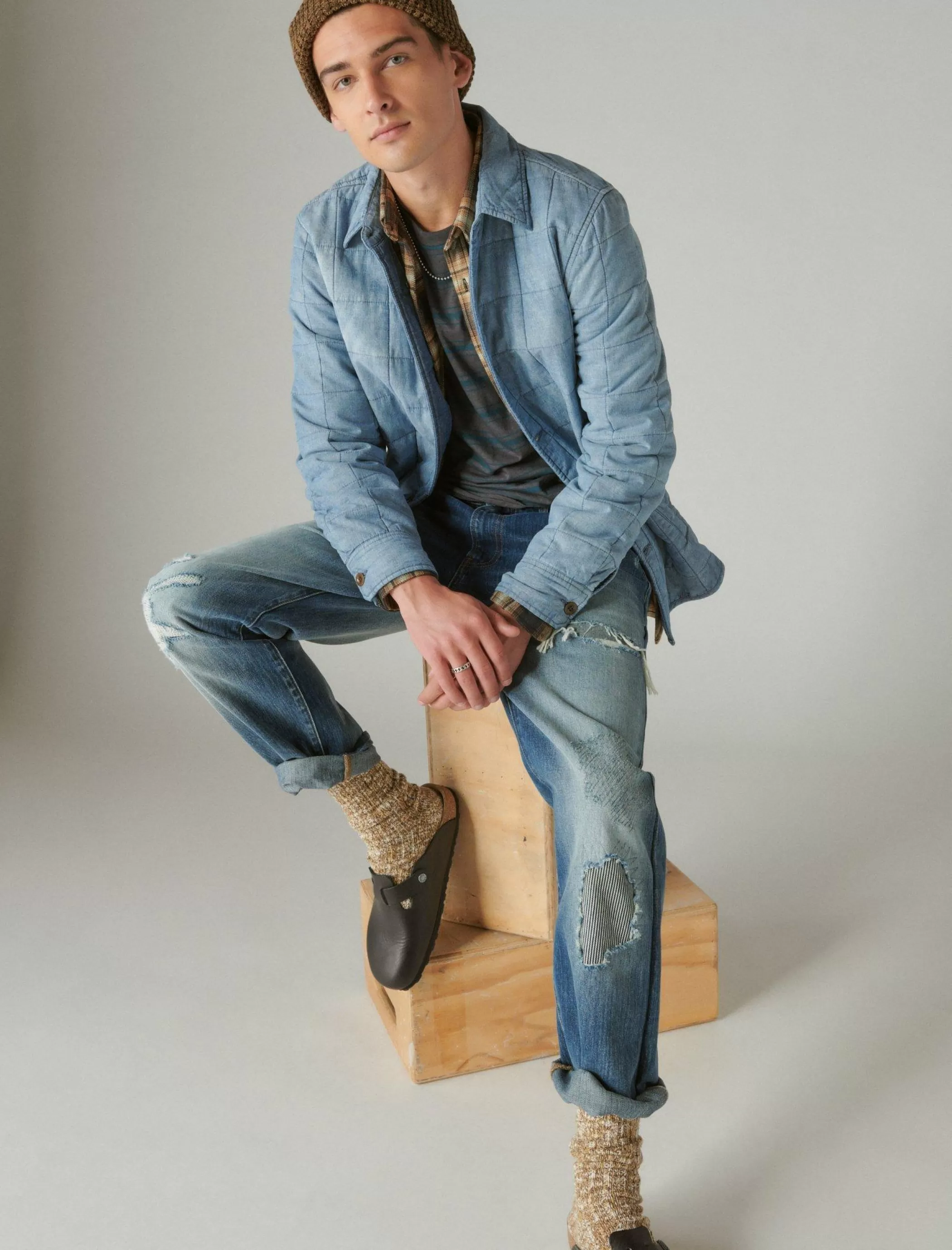 Lucky Brand Jackets & Outerwear*quilted chambray shirt jacket indigo