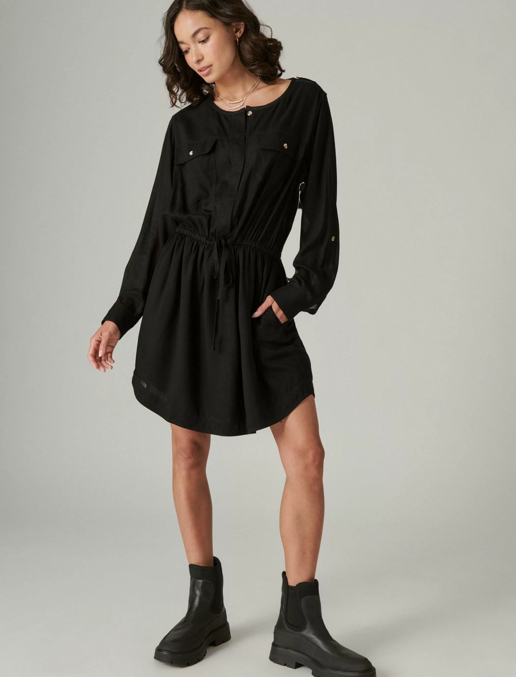 Lucky Brand Dresses*relaxed surplus shirtdress meteorite