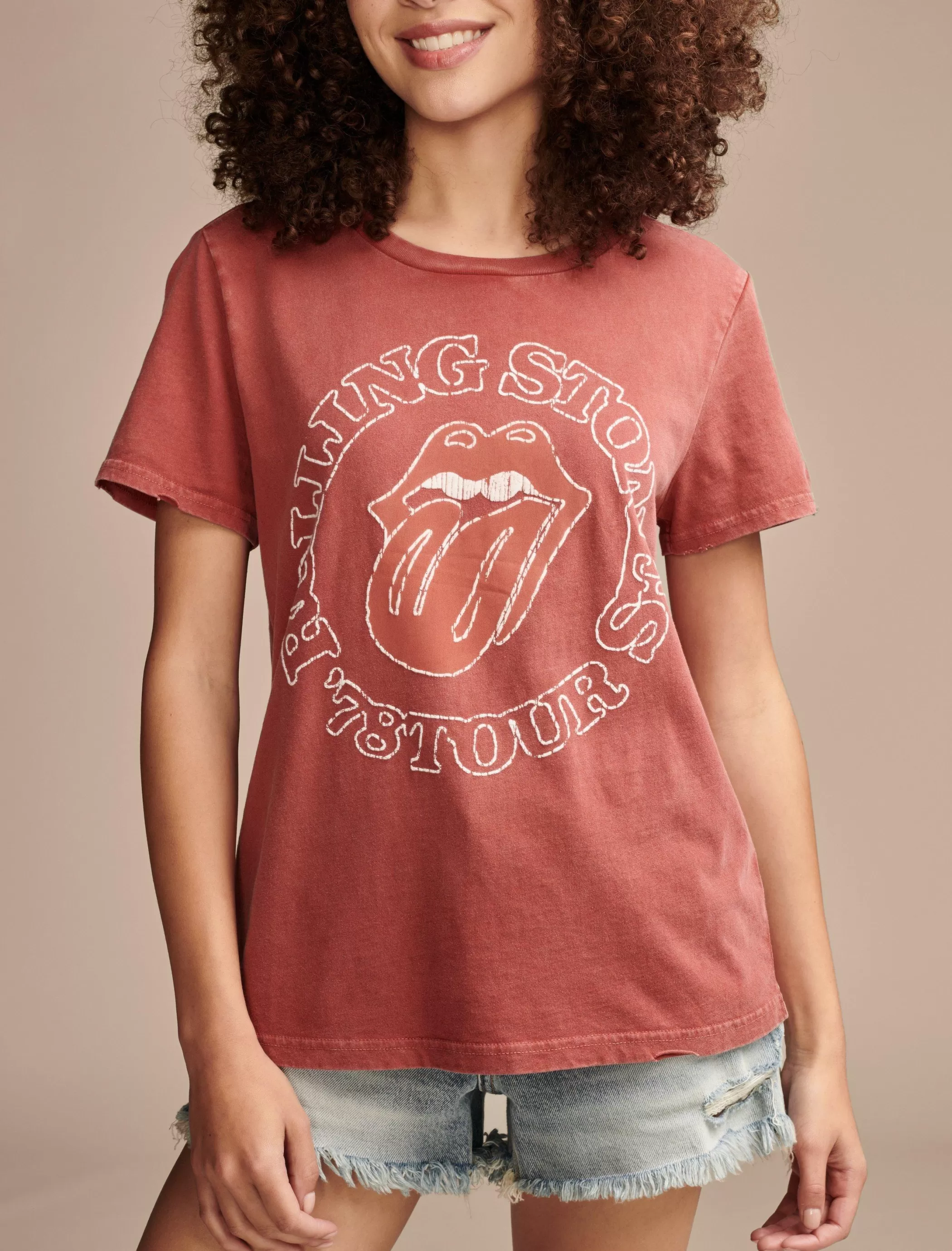 Lucky Brand Graphic Tees*rolling stone 78 tour classic crew brick red