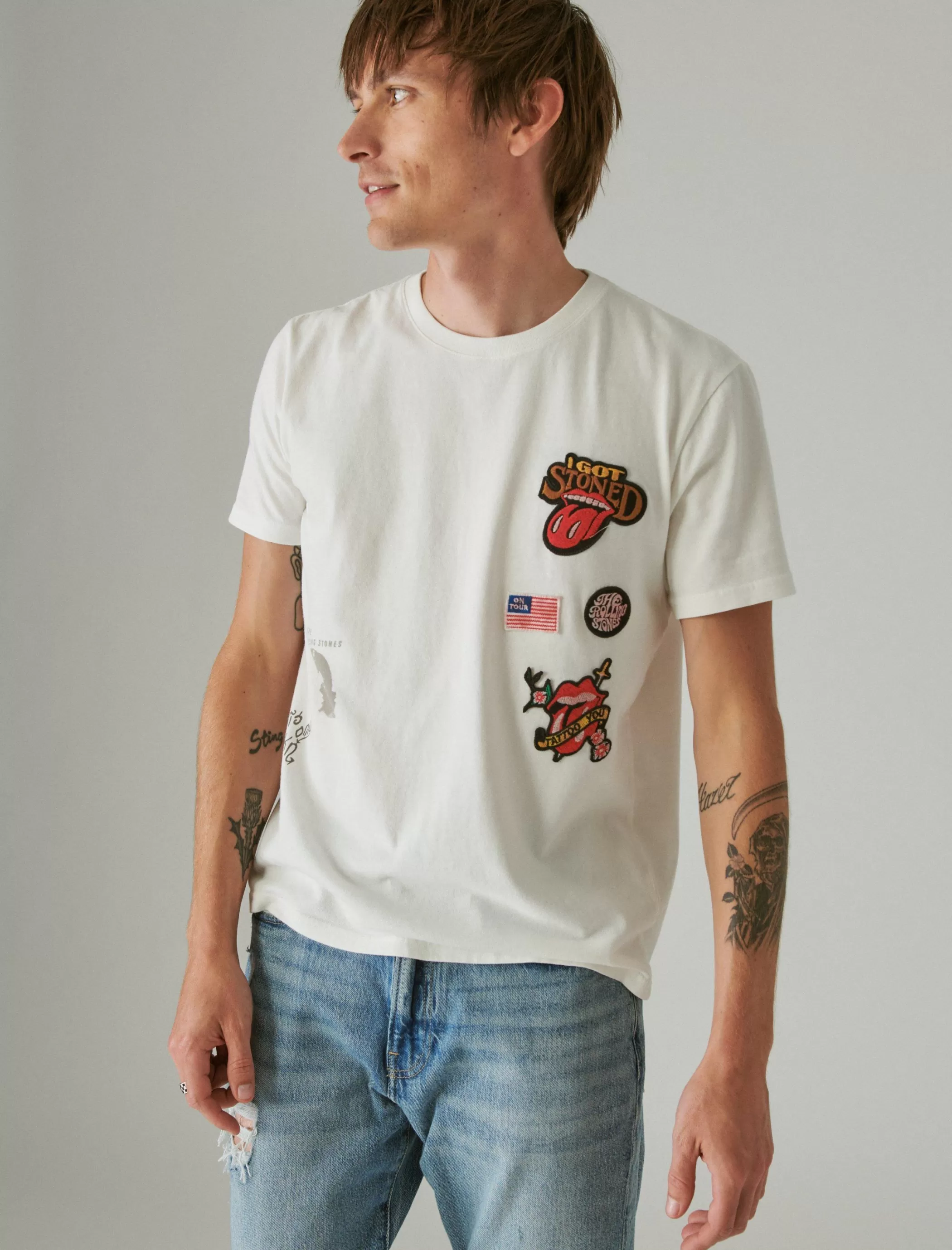 Lucky Brand Graphic Tees*rolling stones patch marshmallow