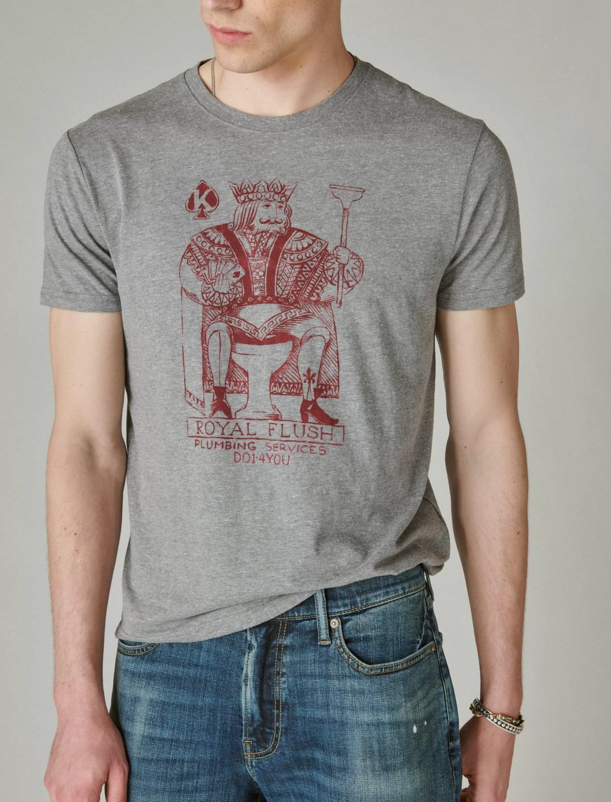 Lucky Brand Graphic Tees*royal flush tee heather grey