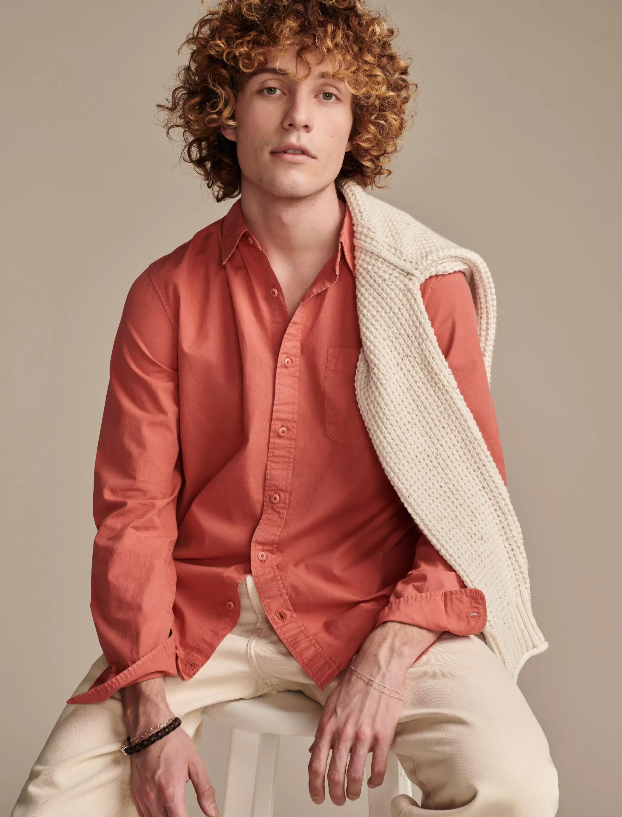 Lucky Brand Suit Separates | Button-Downs*rumpled poplin one pocket long sleeve shirt mineral red