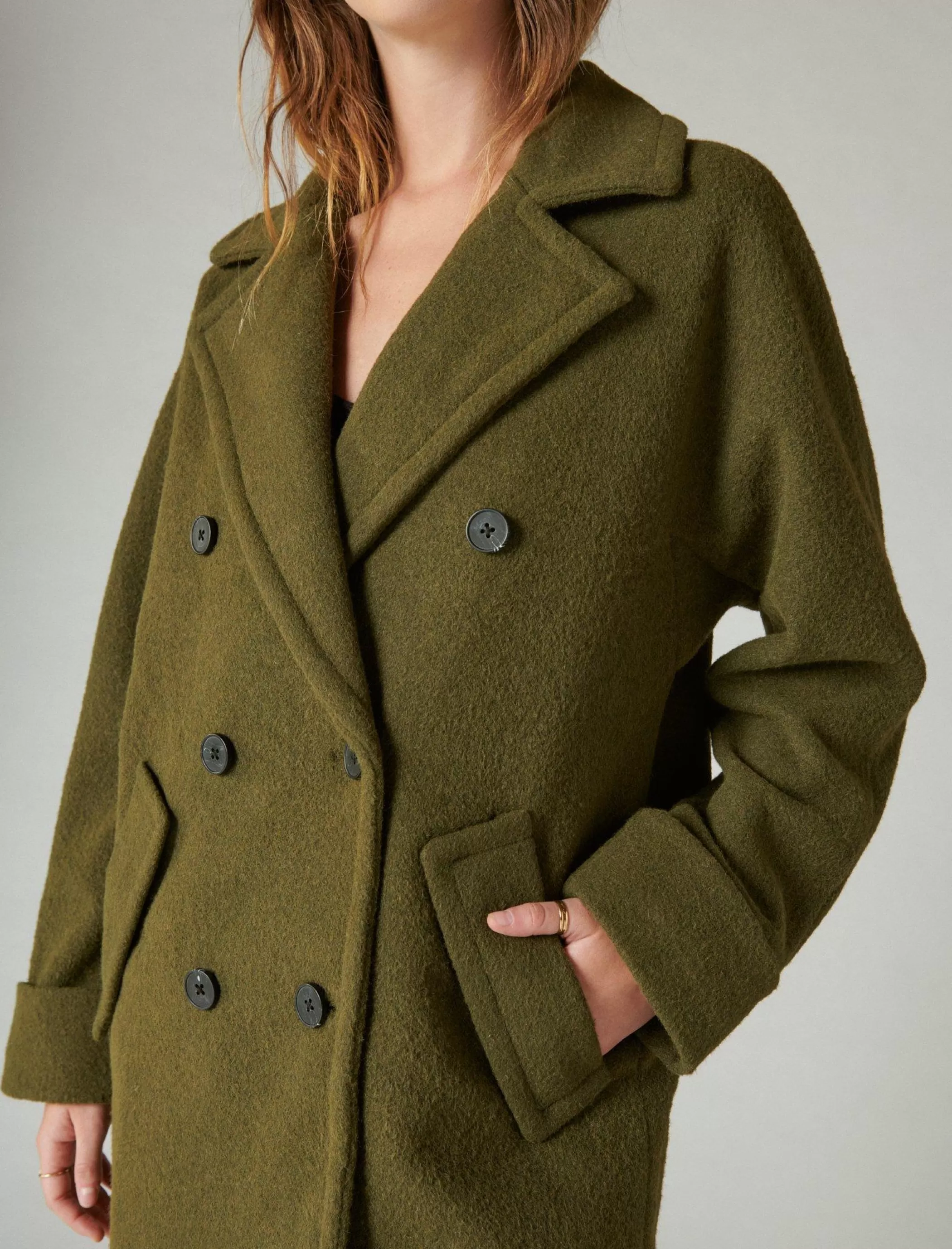 Lucky Brand Jackets & Outerwear*solid double-breasted coat olive