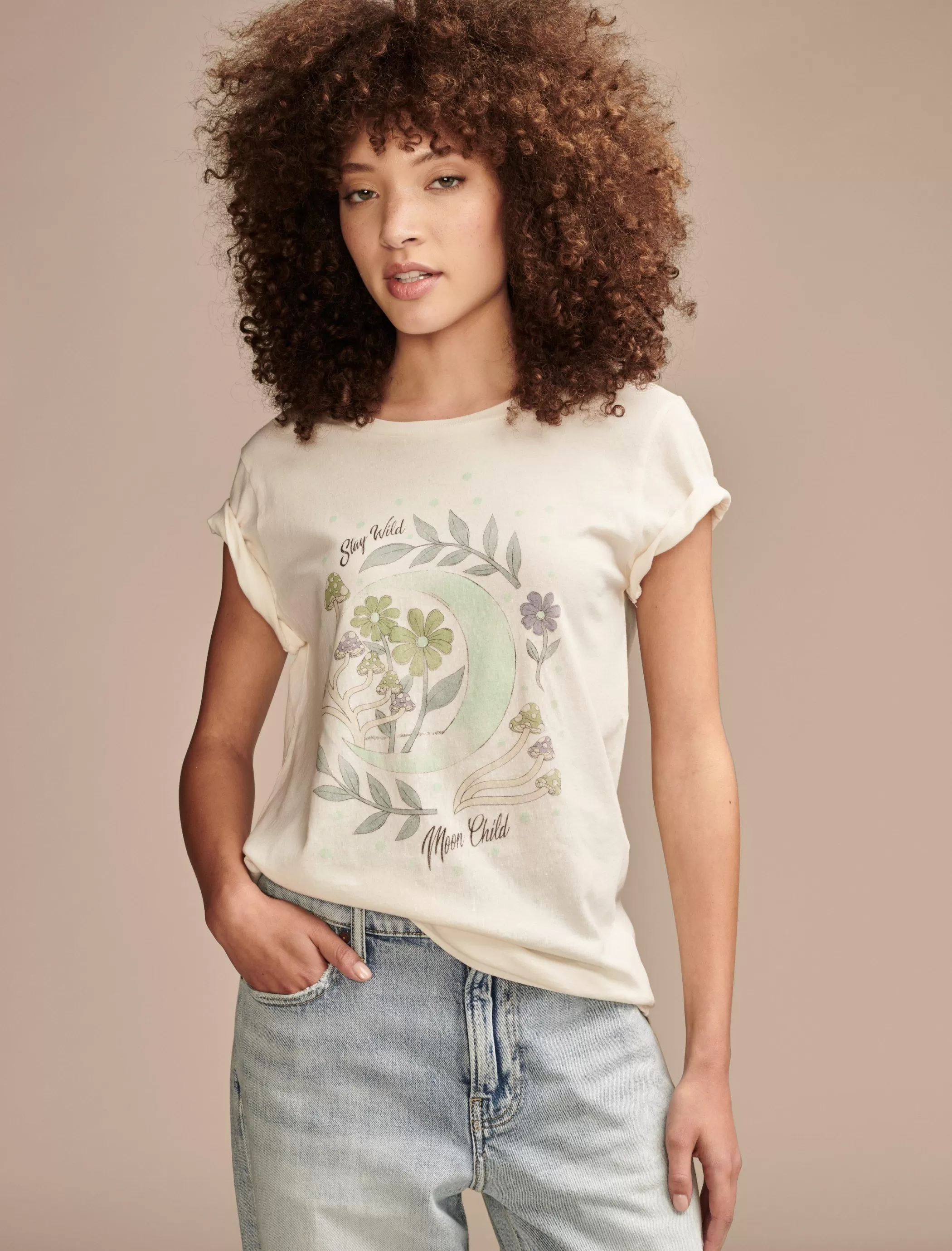 Lucky Brand Graphic Tees*stay wild moon child classic crew whisper white