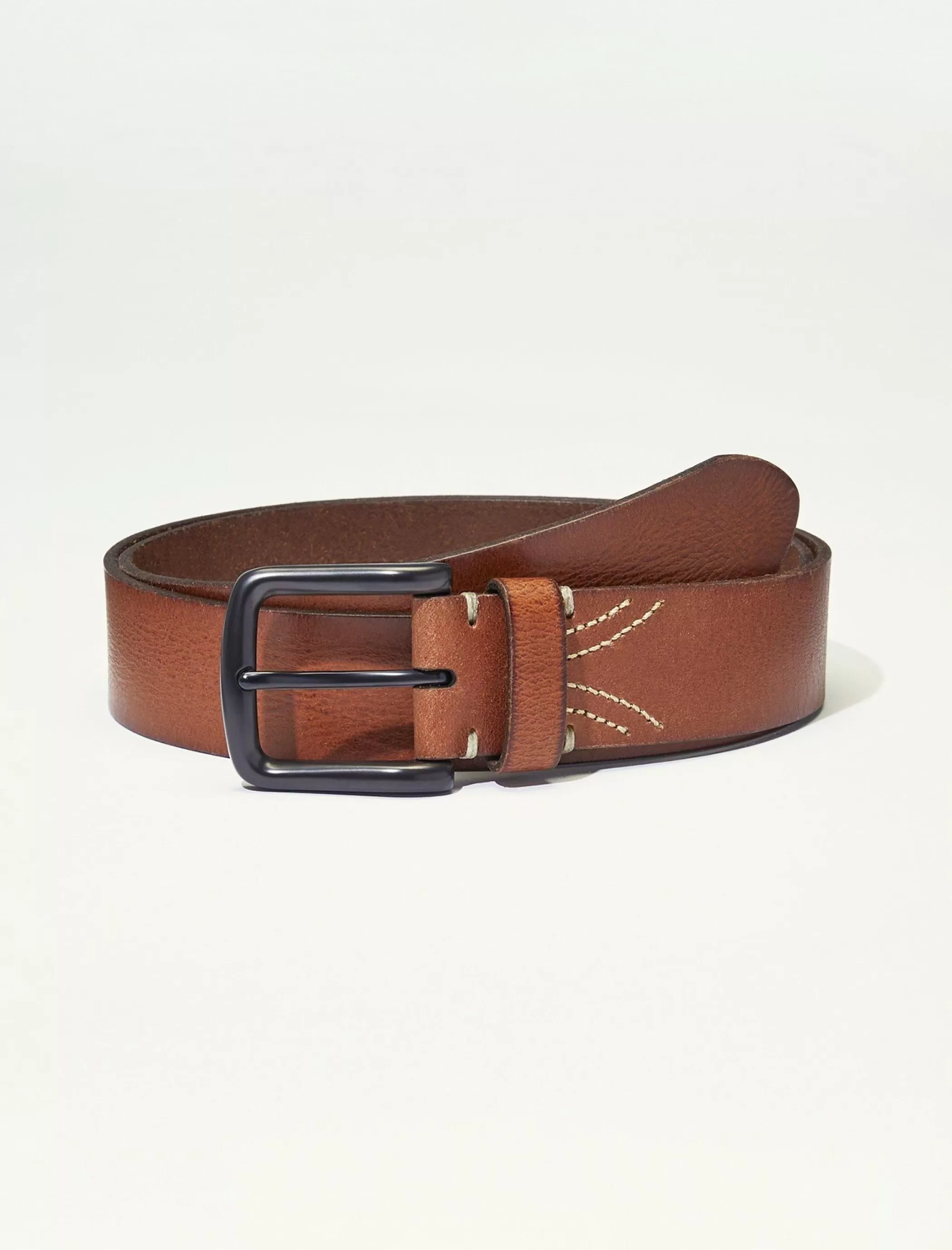 Lucky Brand Belts*stitched detail mens belt dark brown