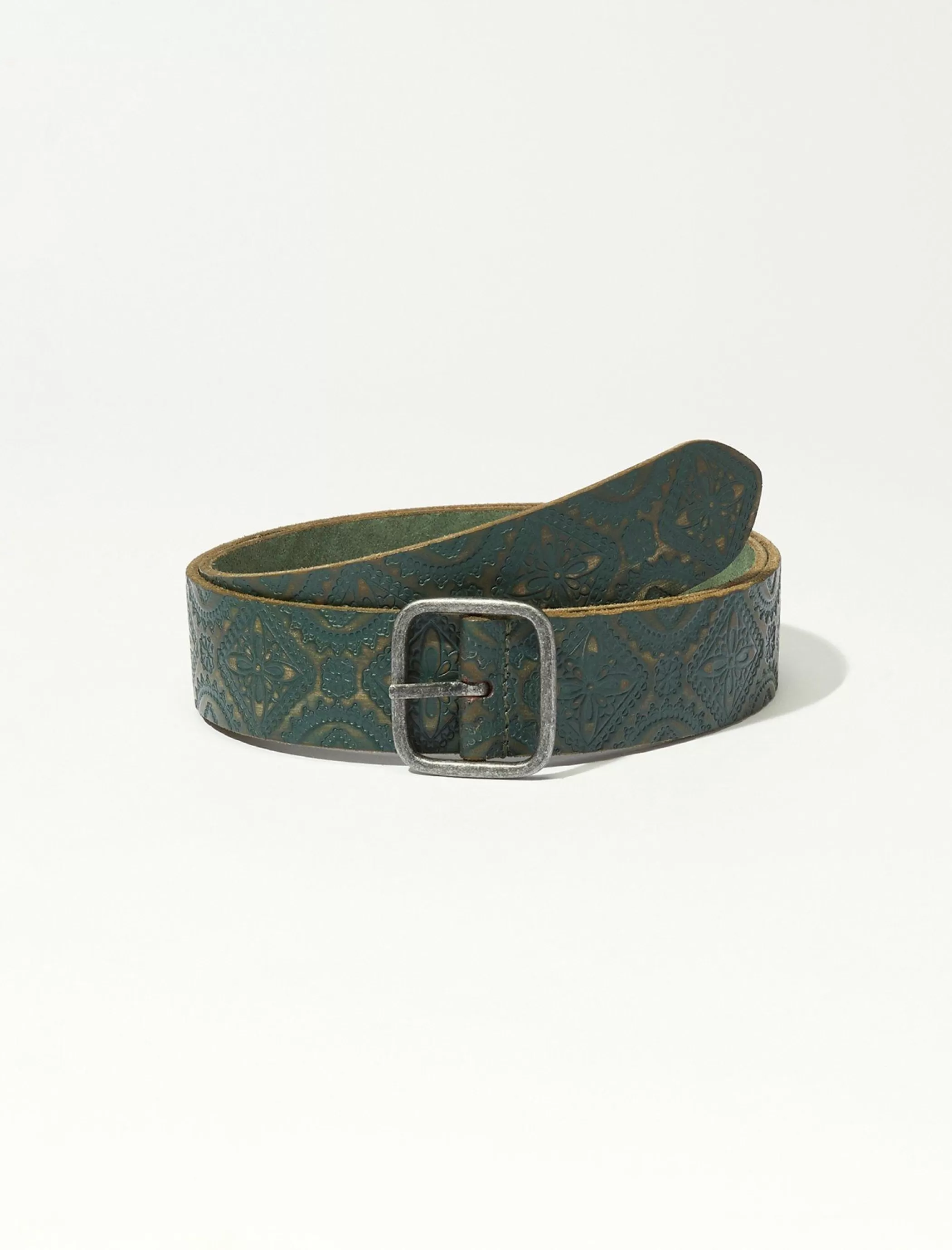 Lucky Brand Belts*teal embossed leather belt blue/teal