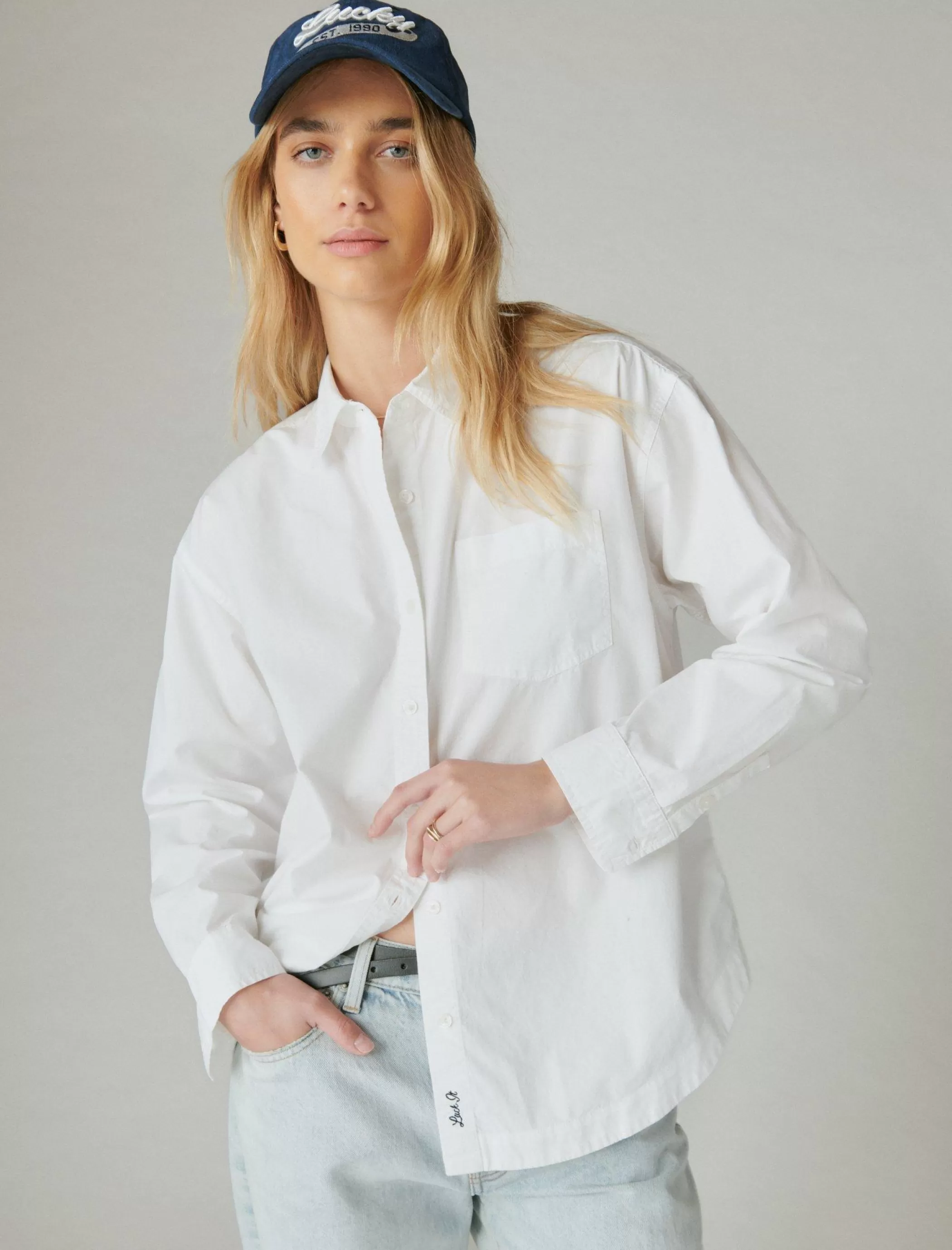 Lucky Brand Blouses*the oversized poplin button down bright white