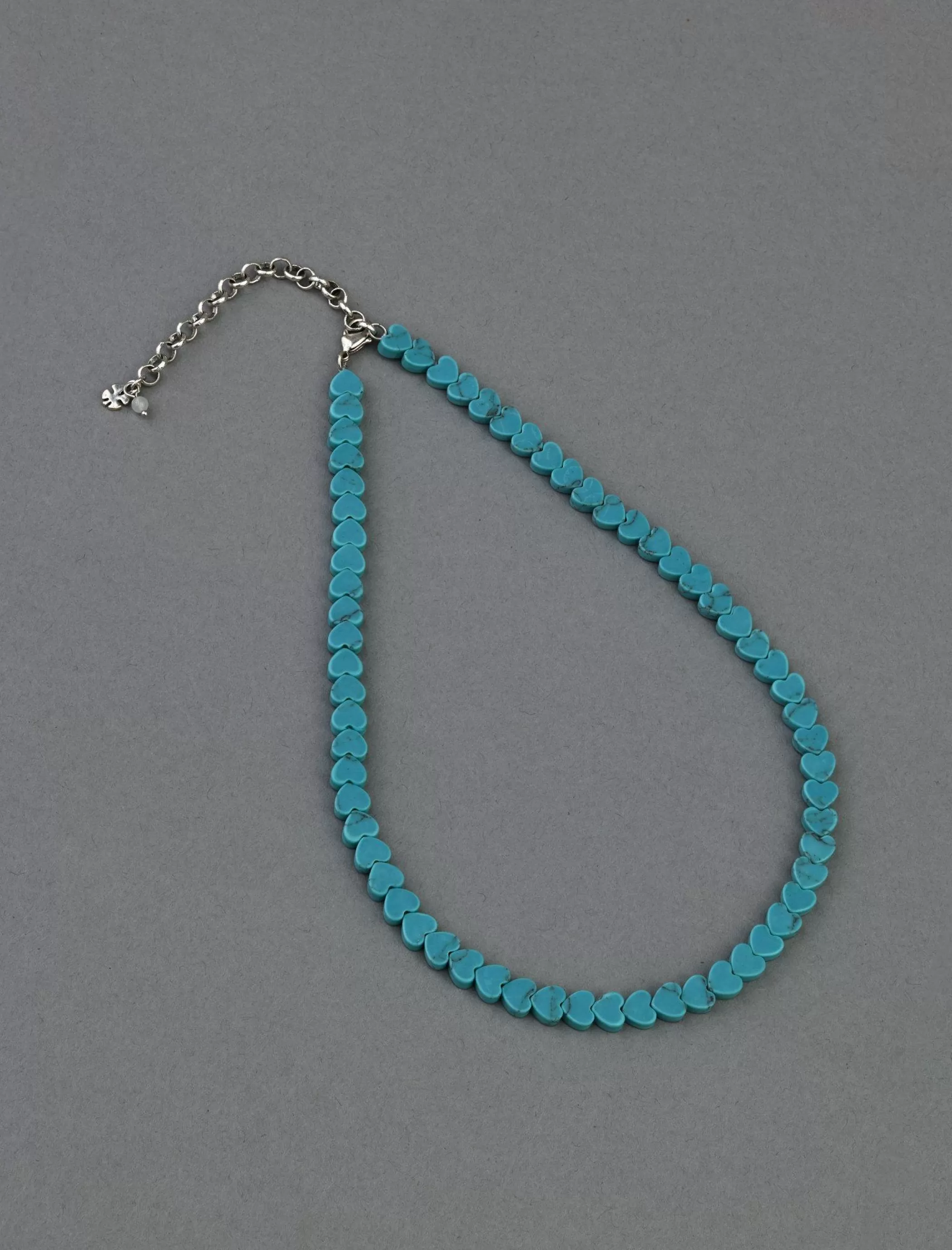 Lucky Brand Jewelry*turquoise heart beaded collar necklace silver