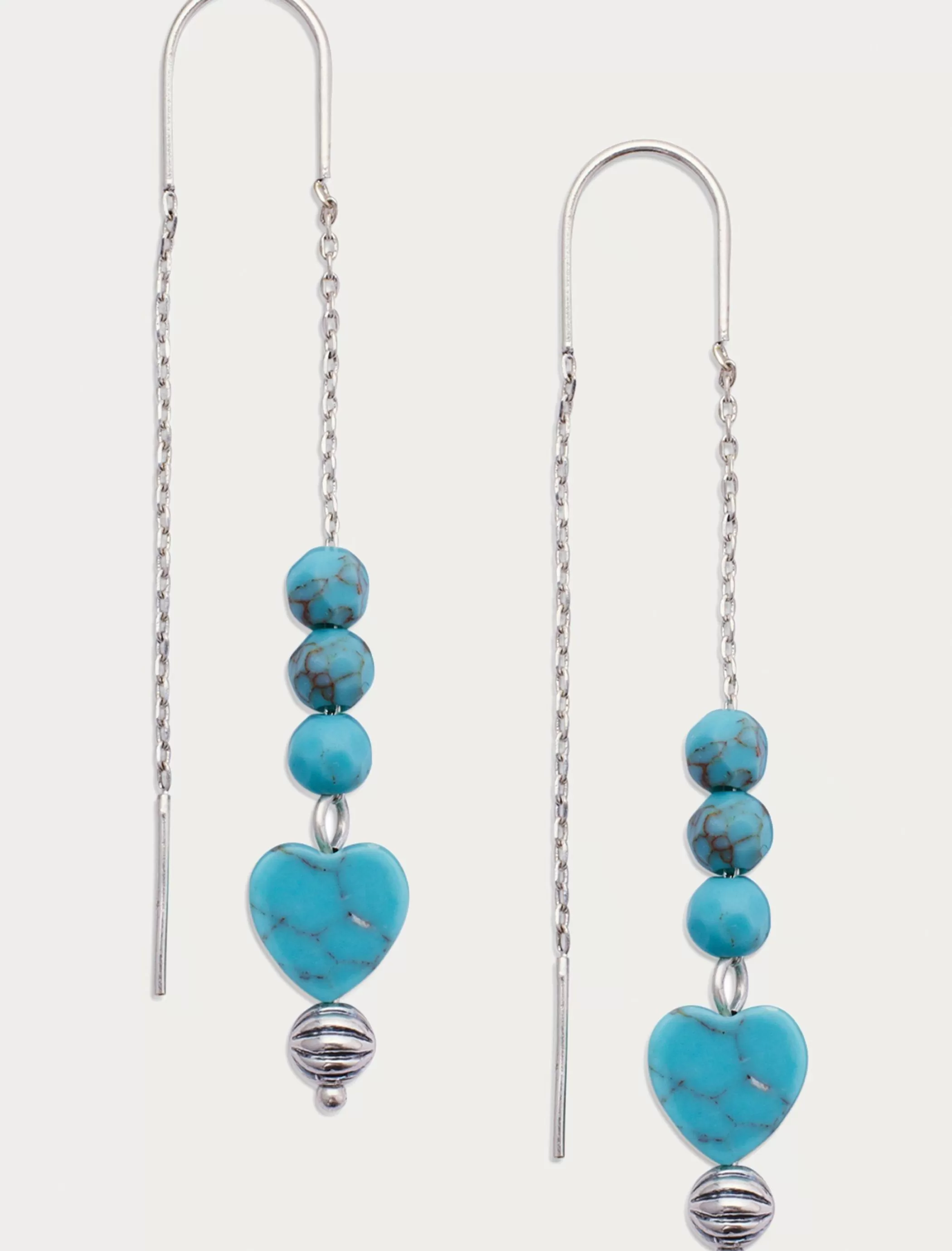 Lucky Brand Jewelry*turquoise heart charm earring silver