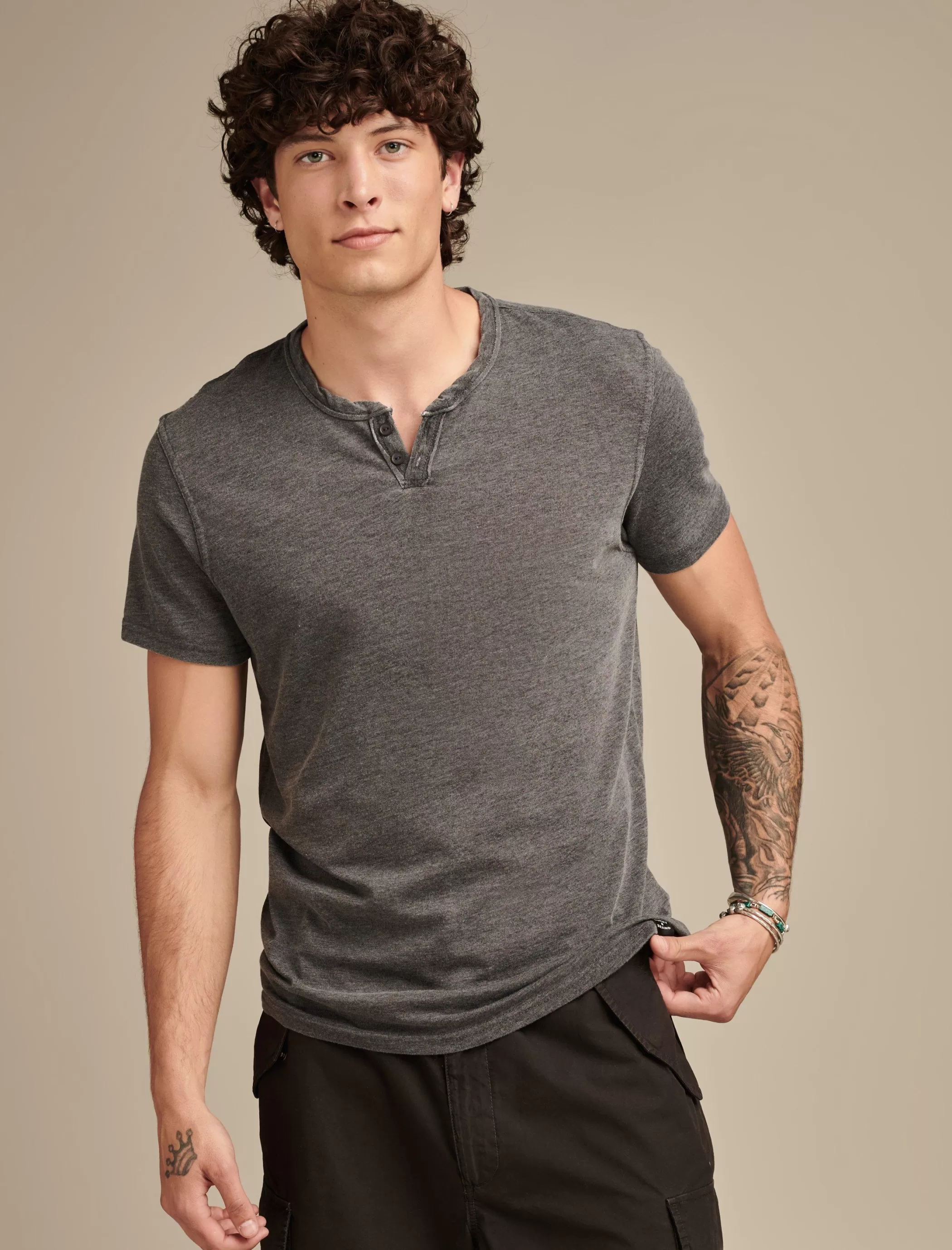 Lucky Brand Shirts & Tops*venice burnout notch neck tee jet black