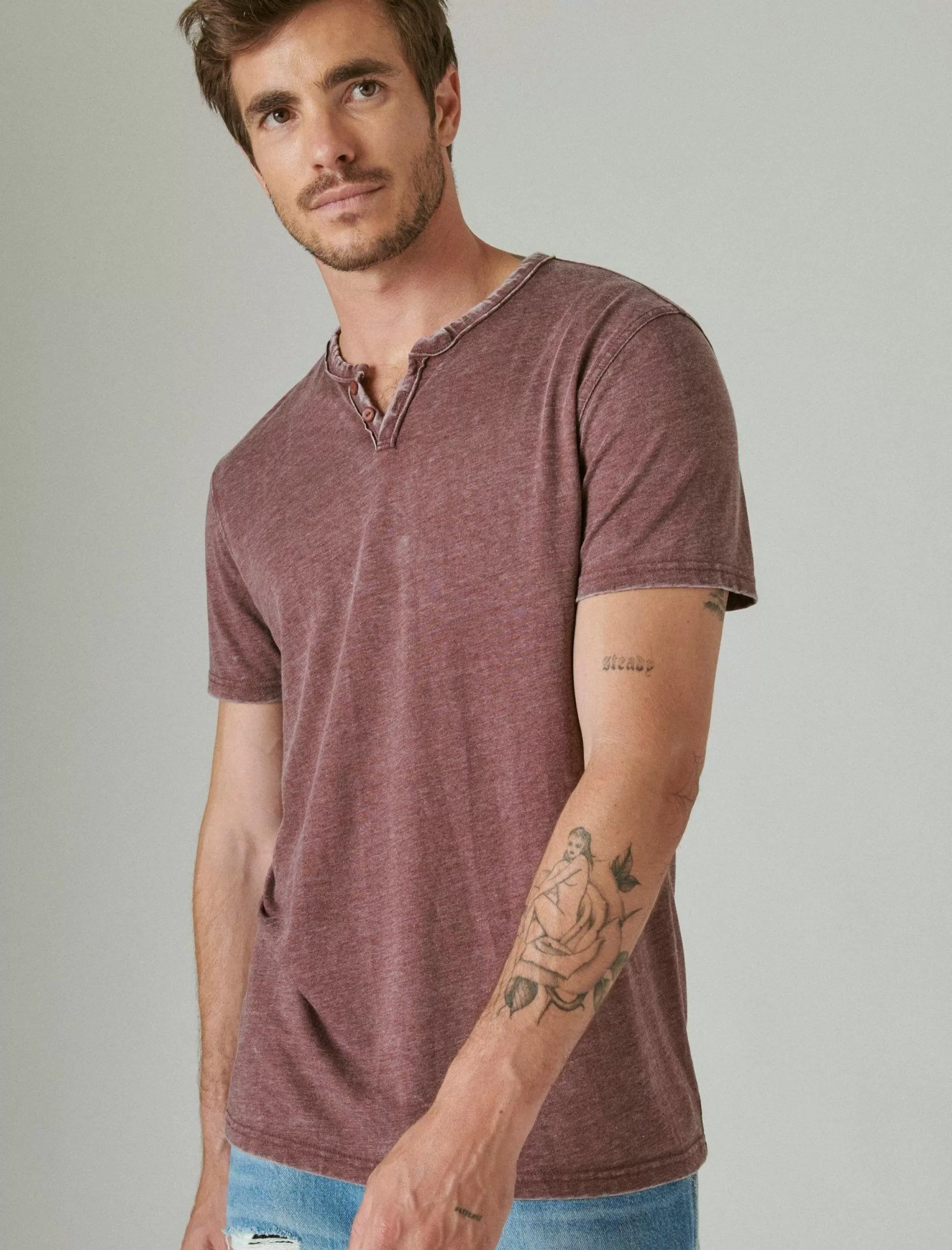 Lucky Brand Shirts & Tops*venice burnout notch neck tee port royale