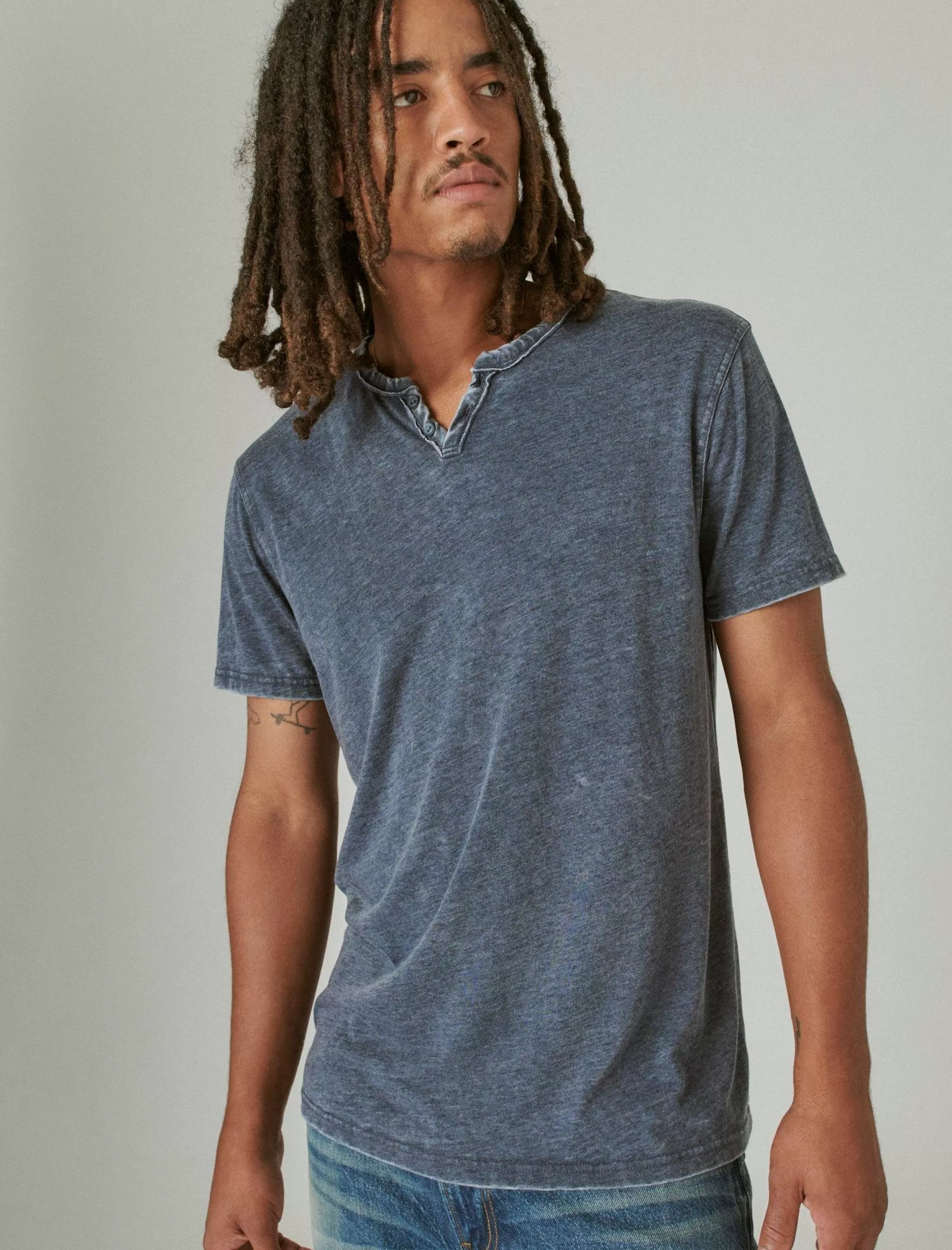 Lucky Brand Shirts & Tops*venice burnout notch neck tee american navy