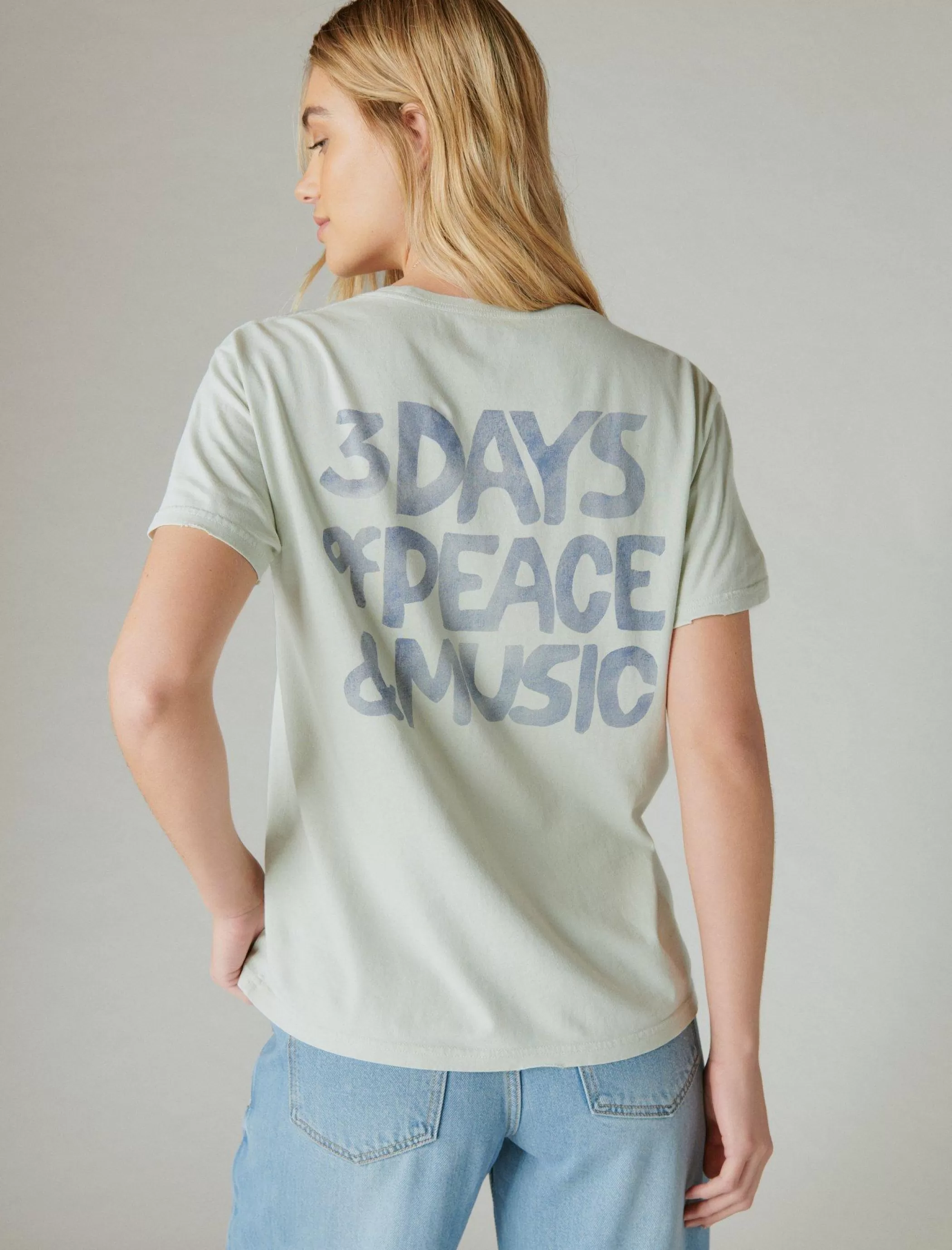 Lucky Brand Graphic Tees*woodstock star circle boyfriend tee zephyr blur